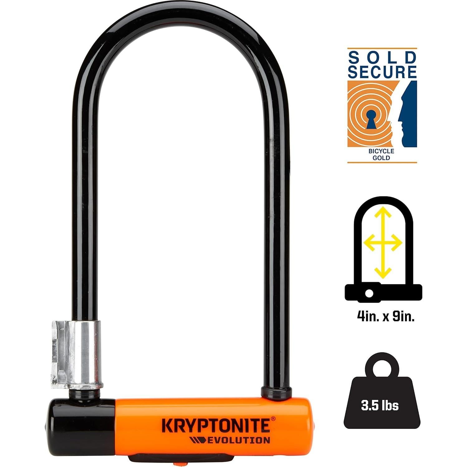 Candado U-Lock Kryptonite Evolución Estándar 10.16x22.86cm Negro
