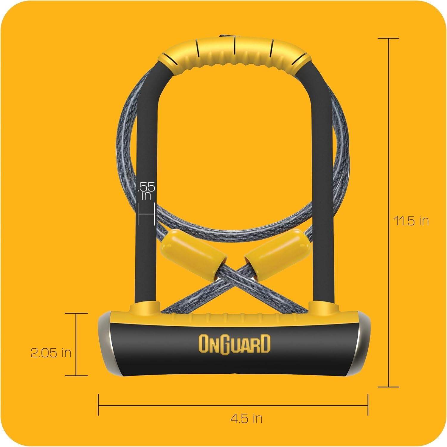 Candado U OnGuard Pitbull DT con Cable 1.2m Negro