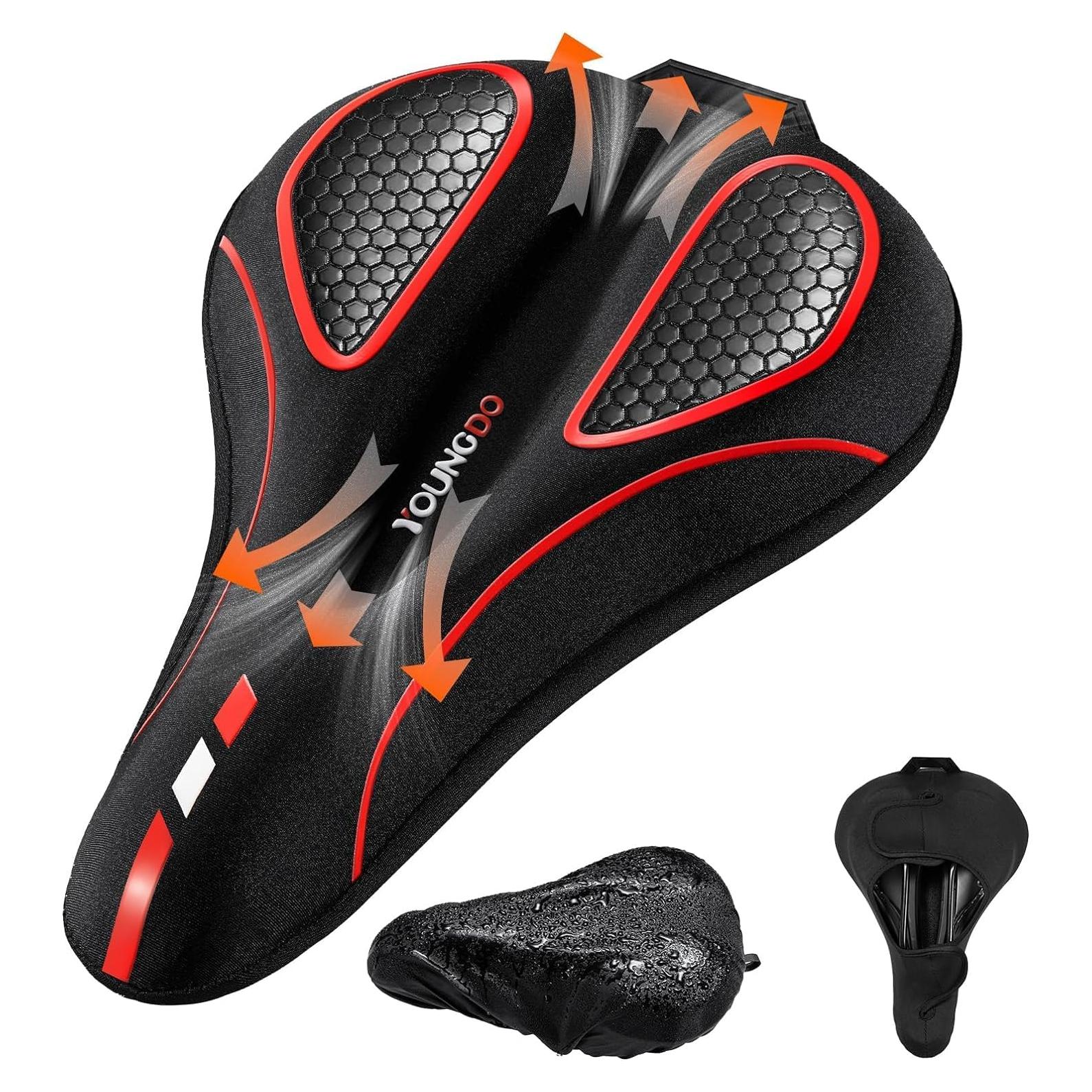 Cojín de Asiento de Bicicleta YOUNGDO Gel Impermeable Rojo
