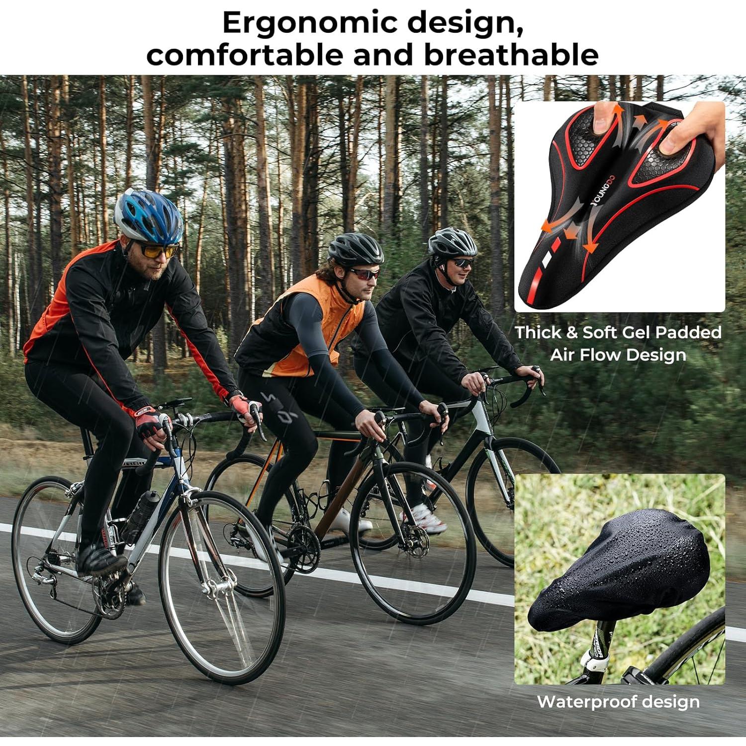 Cojín de Asiento de Bicicleta YOUNGDO Gel Impermeable Rojo
