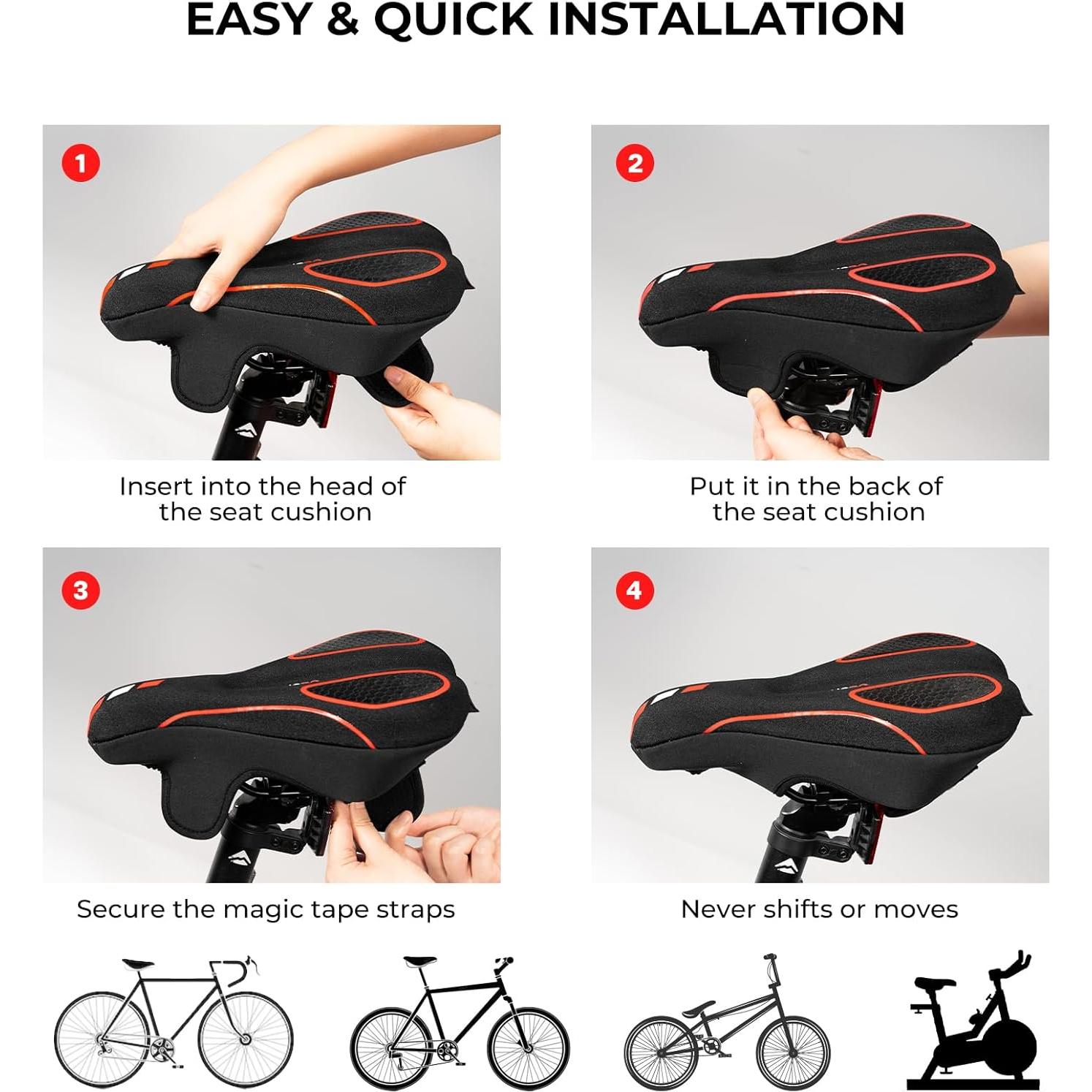 Cojín de Asiento de Bicicleta YOUNGDO Gel Impermeable Rojo