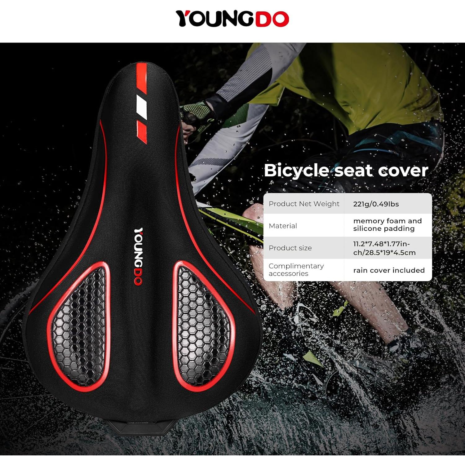 Cojín de Asiento de Bicicleta YOUNGDO Gel Impermeable Rojo