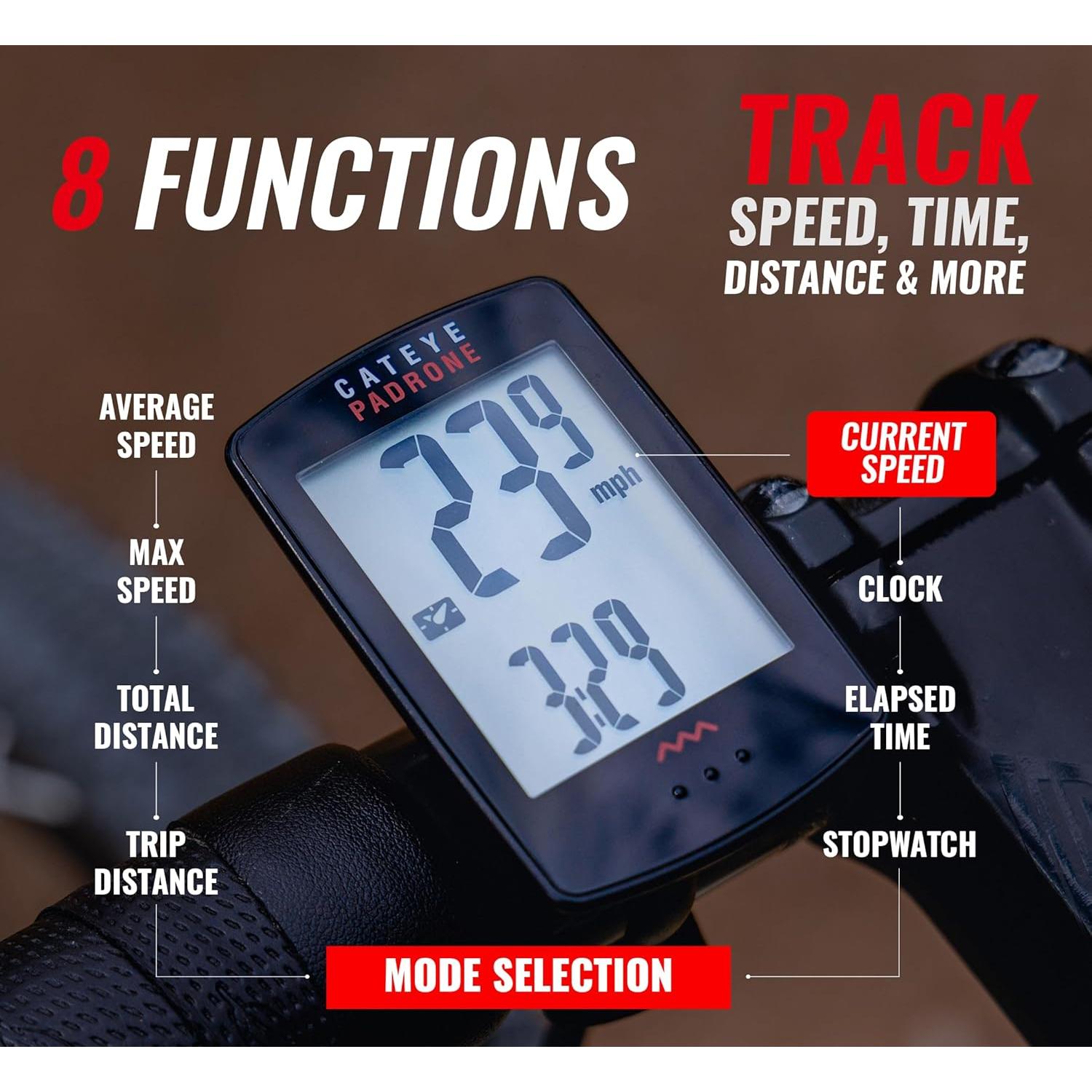 Computadora Inalámbrica CATEYE Padrone para Bicicleta - LCD