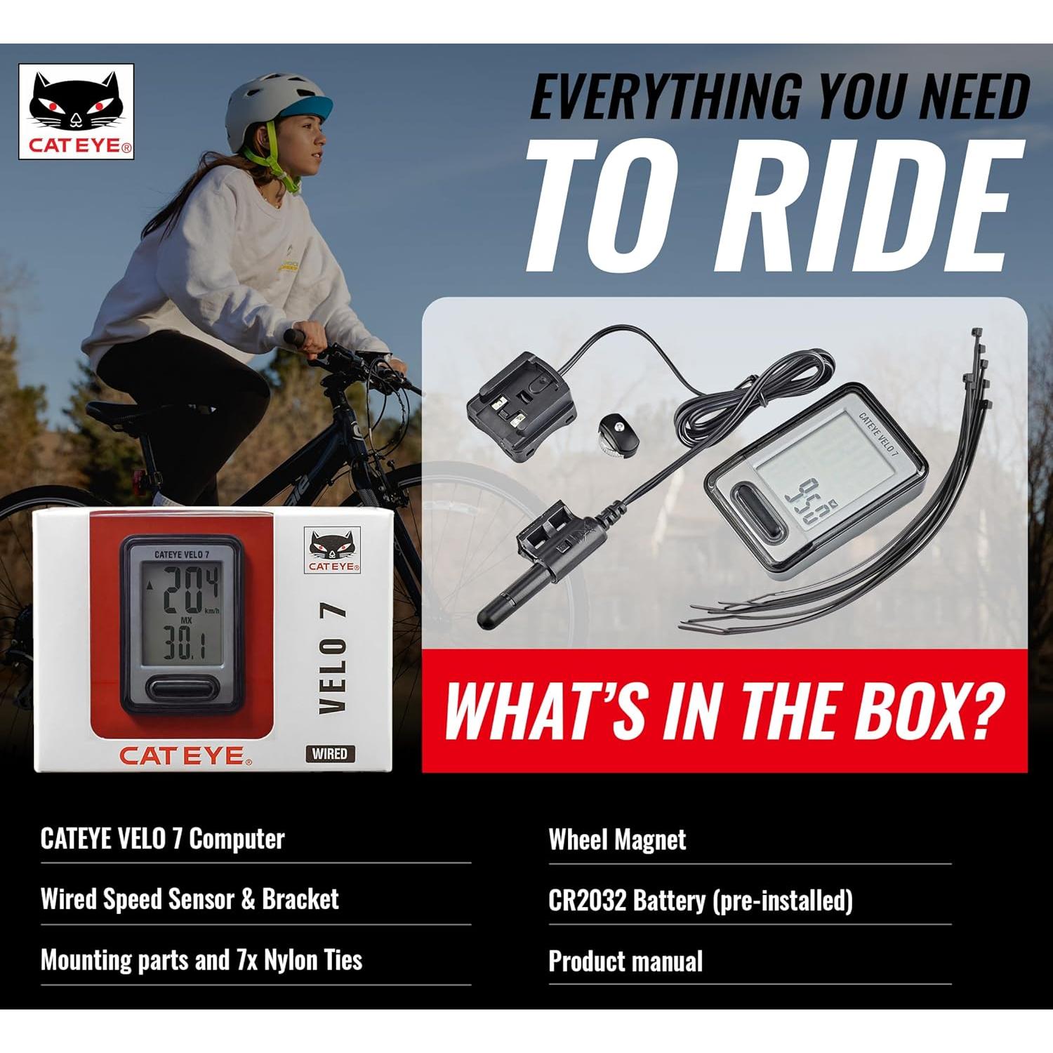 CATEYE Velo 7 Computador de Bicicleta - Velocímetro y Odómetro