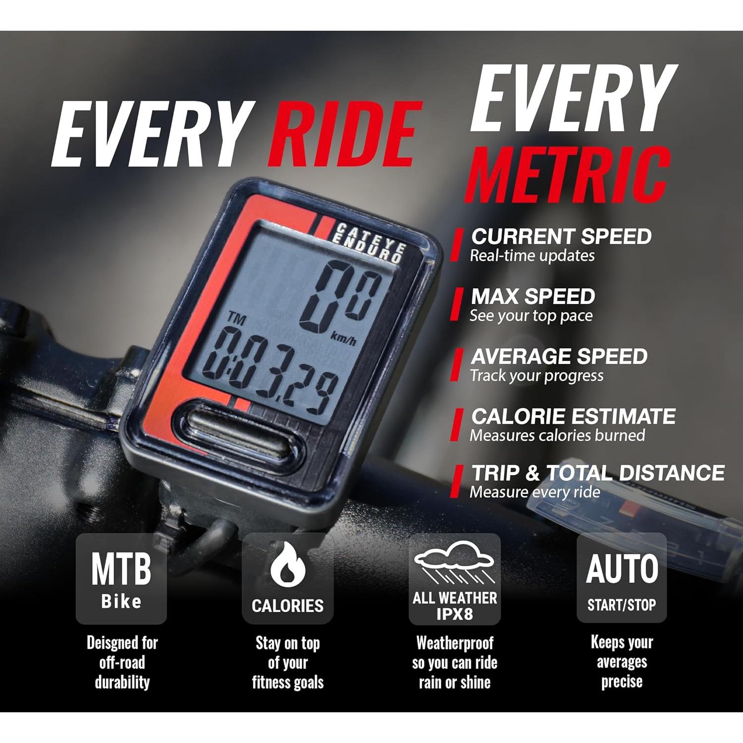 Computadora de Bicicleta CATEYE Enduro - Velocímetro y Odómetro