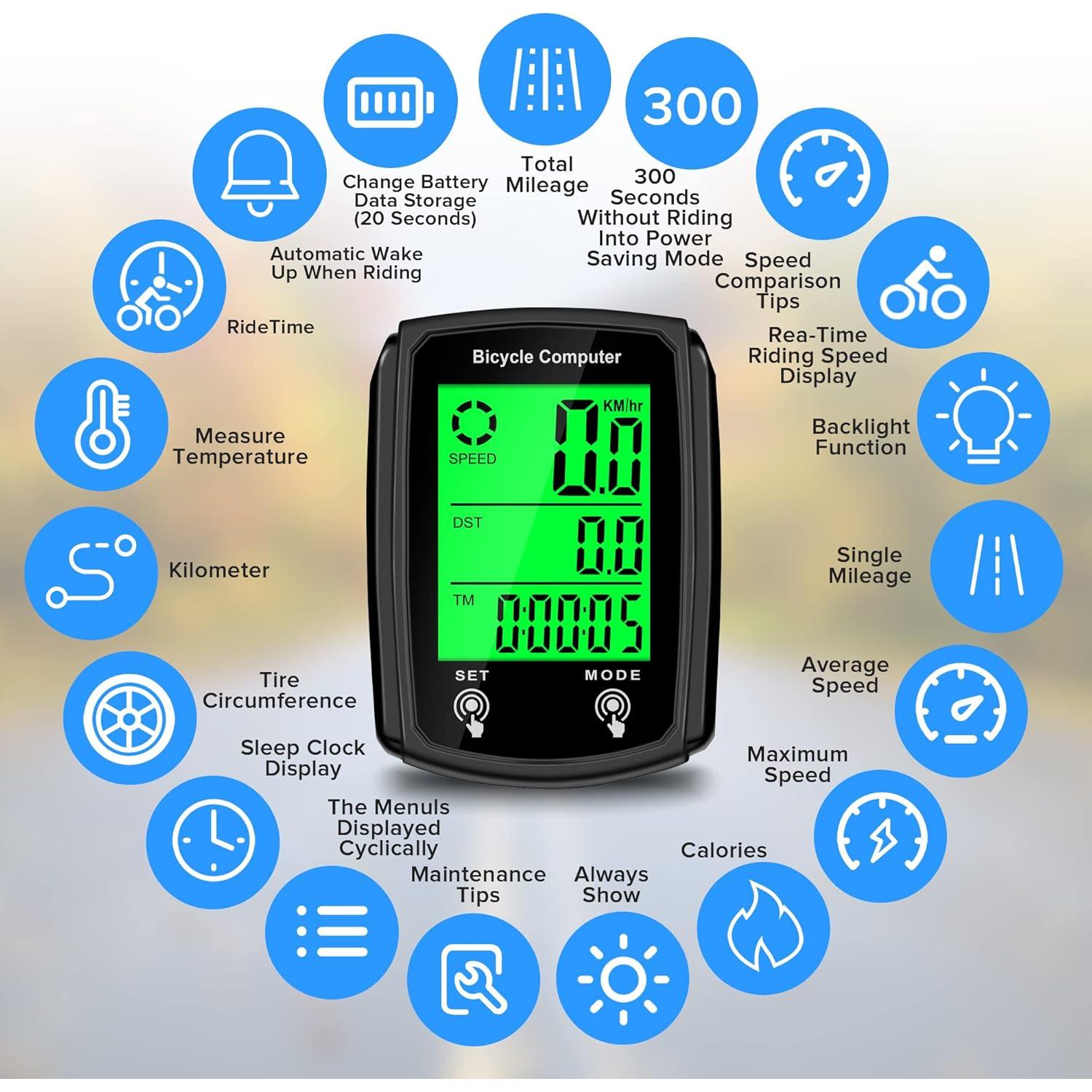Computadora de Bicicleta Hilceriy con Velocímetro LCD y Sensor