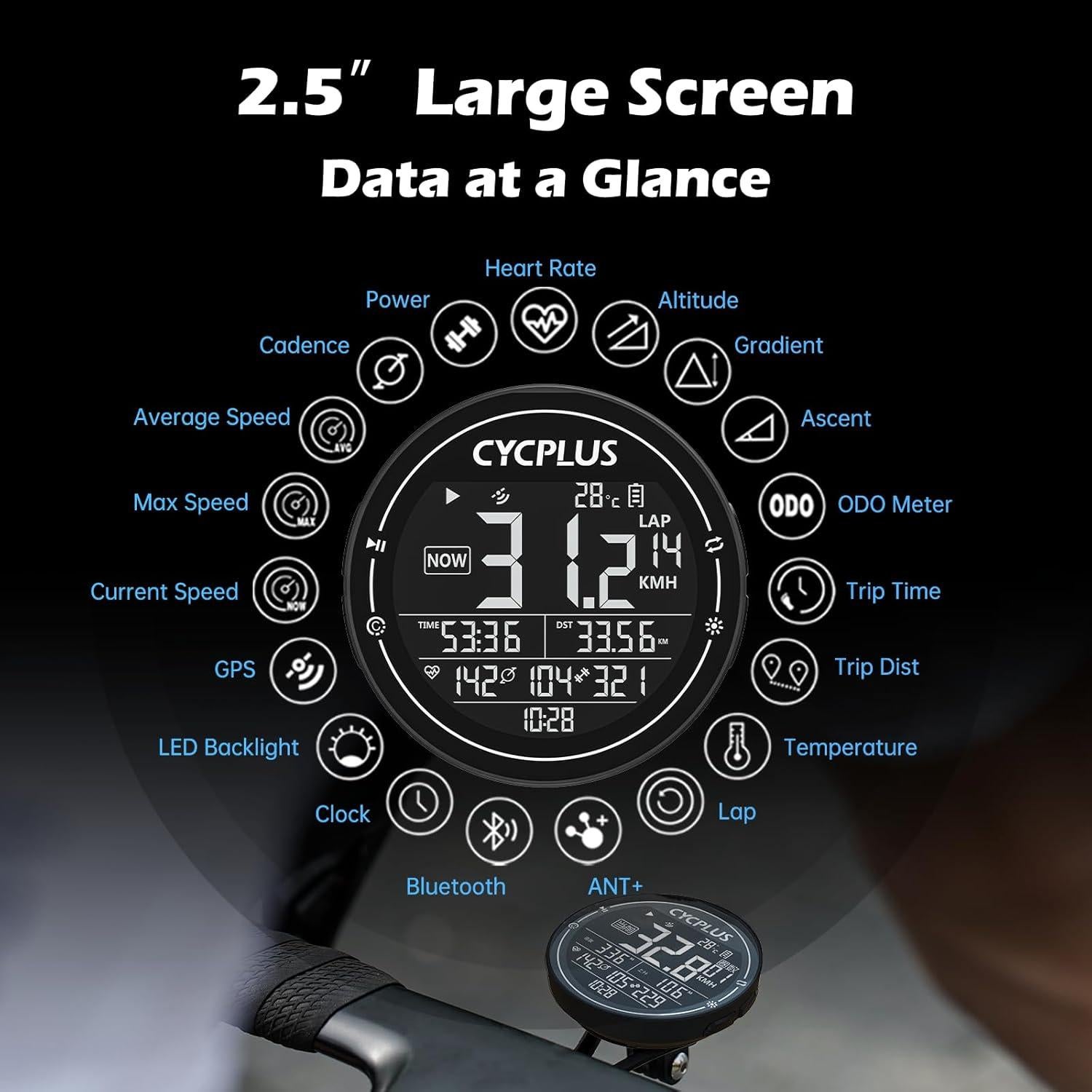 Computadora de Bicicleta CYCPLUS M2 GPS Inalámbrica 2.5"