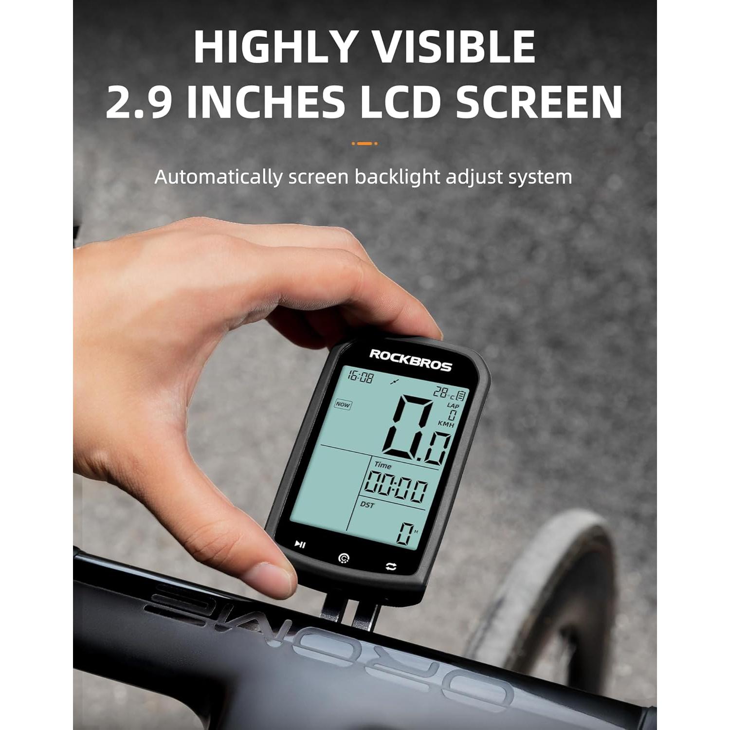 Computadora de Bicicleta ROCKBROS Inalámbrica GPS 2.9" LCD