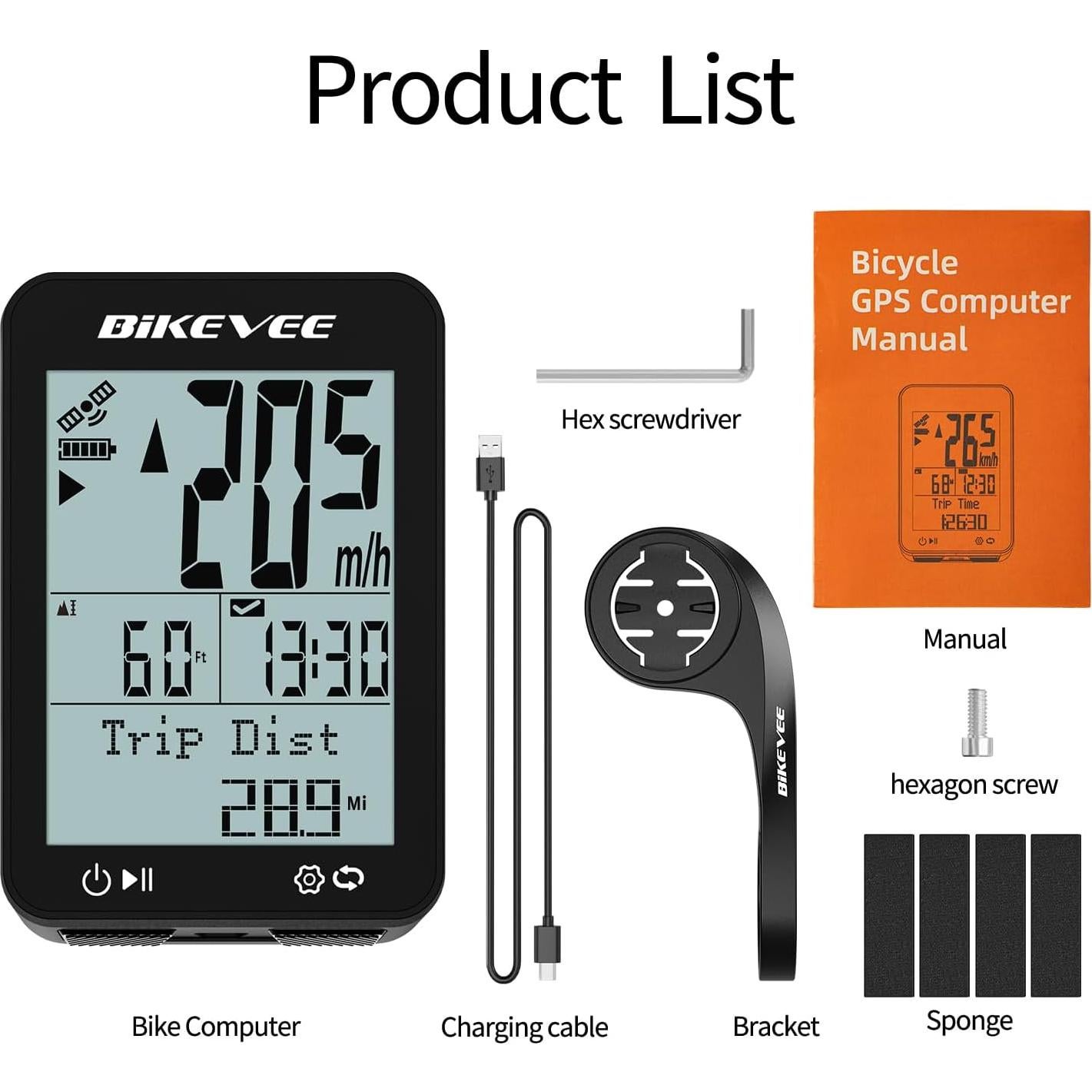 Computadora de Bicicleta GPS Bikevee BKV310B-BL 2.4" LCD IPX7