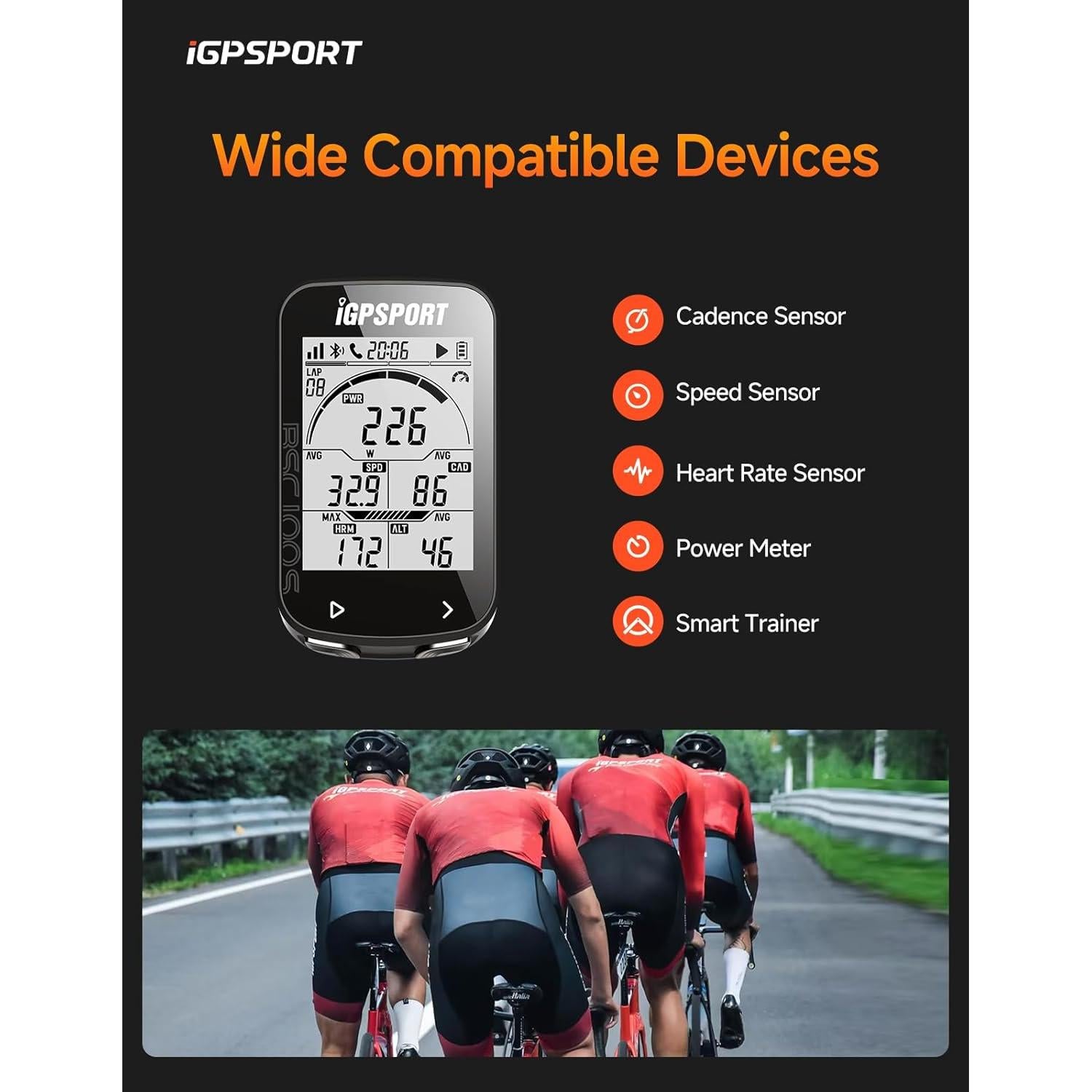 Computadora de Bicicleta GPS iGPSPORT BSC100S 2.6" Inalámbrica