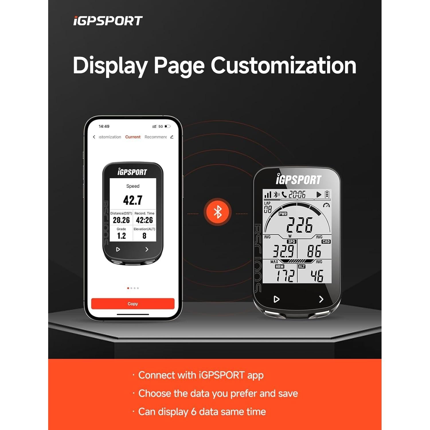 Computadora de Bicicleta GPS iGPSPORT BSC100S 2.6" Inalámbrica