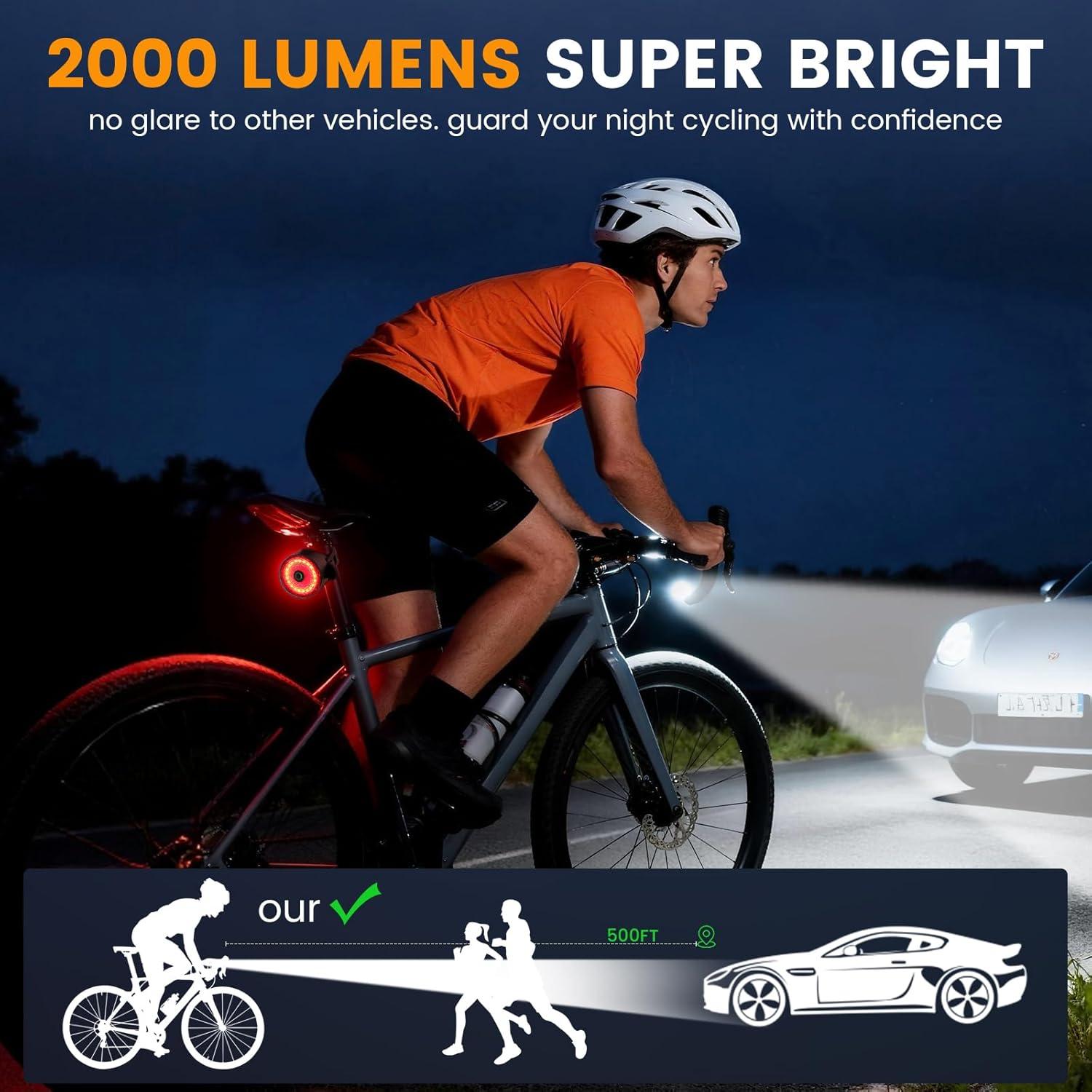 Juego de Luces de Bicicleta Tommax 2000LM Recargable USB