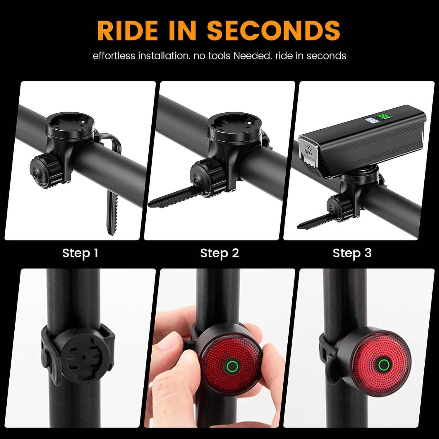 Juego de Luces de Bicicleta Tommax 2000LM Recargable USB