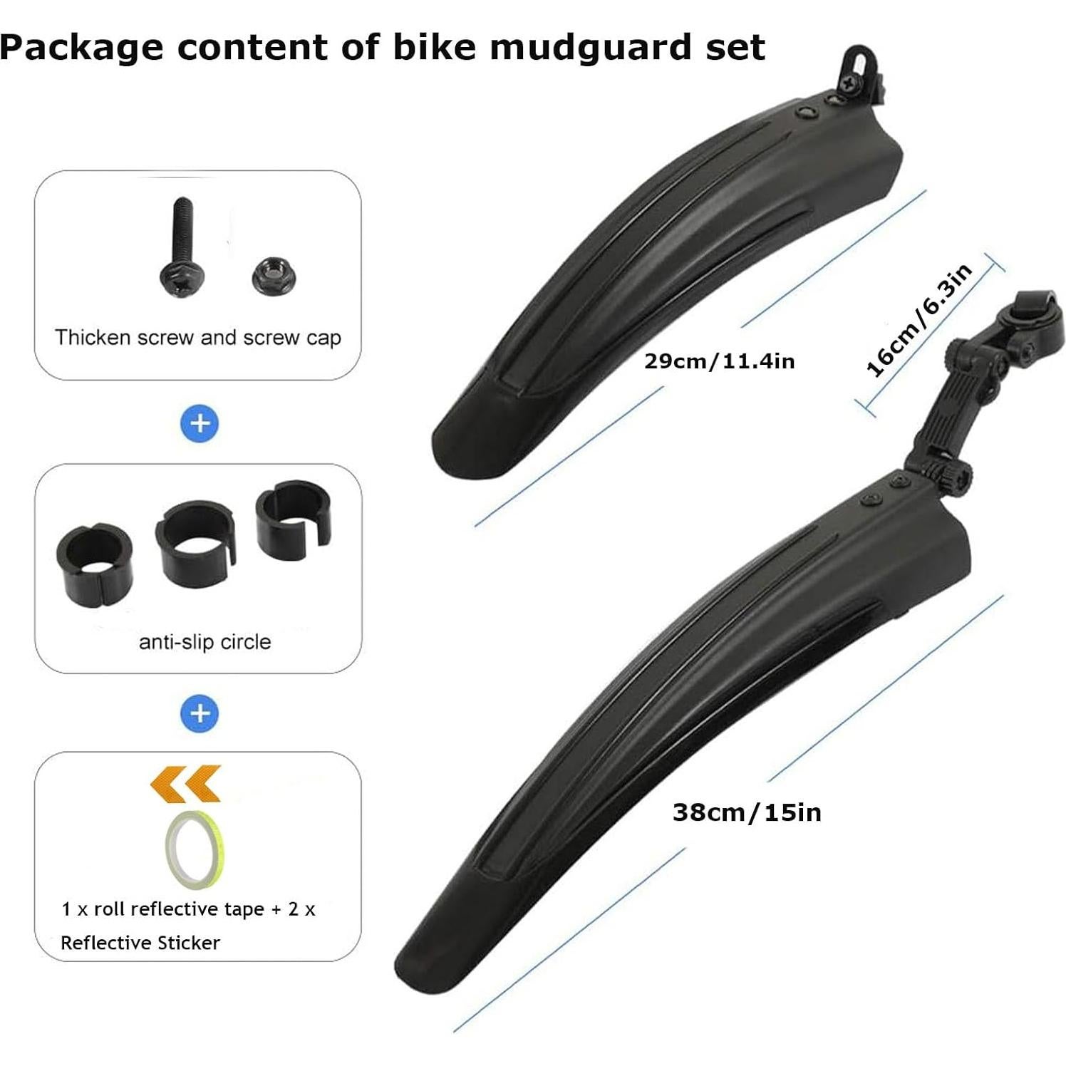 Guardabarros de Bicicleta TuTuYa Ajustables 20-26" con Reflectantes