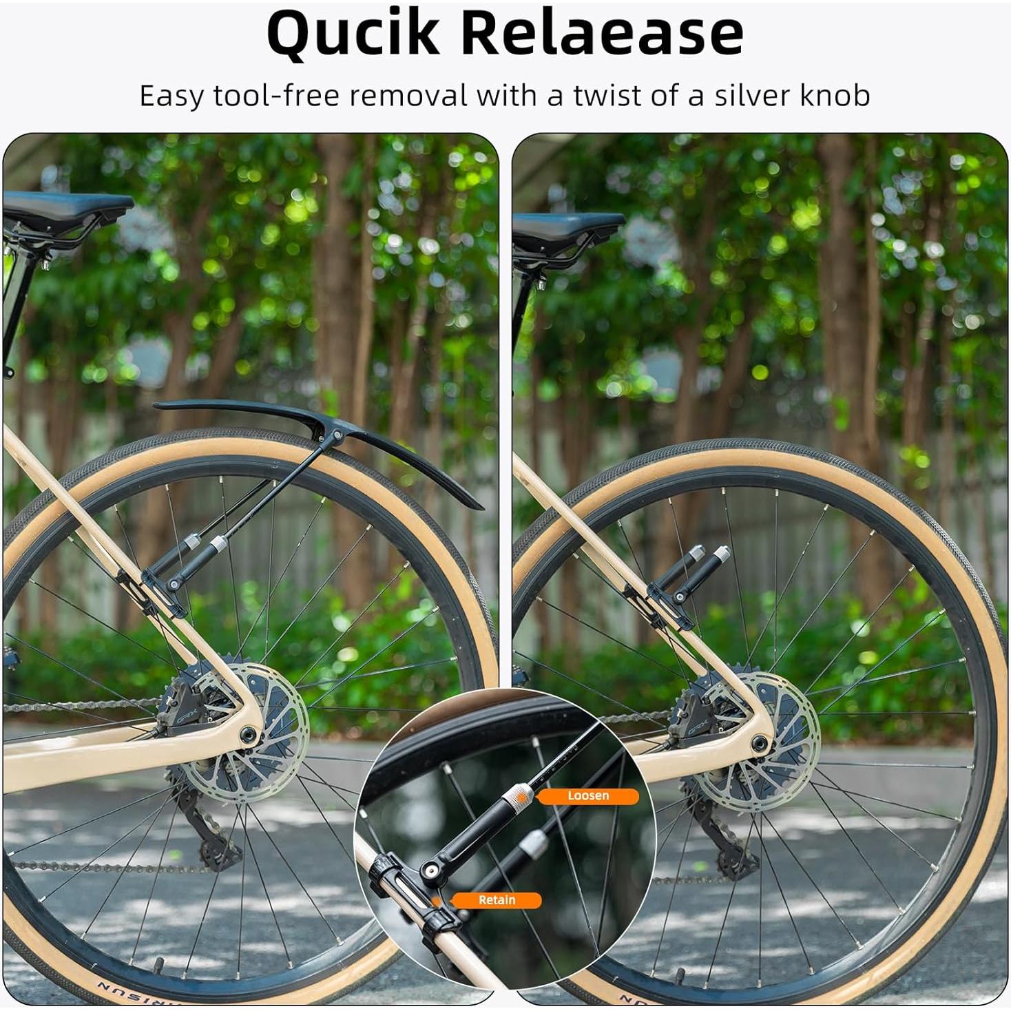 Guardabarros ROCKBROS Ajustable para Bicicleta 700C - Negro