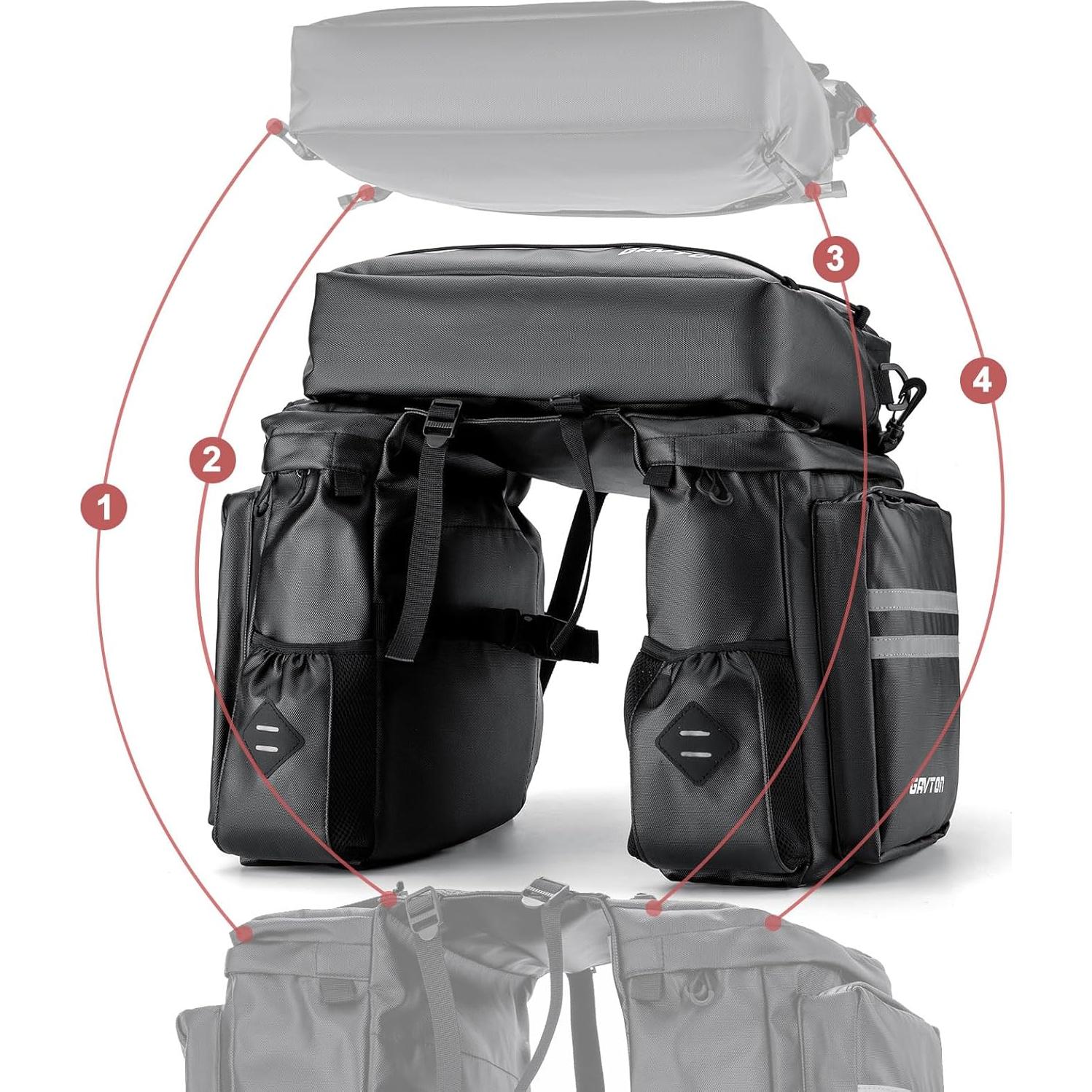 Alforjas para bicicleta GAVTON 3 en 1 50L impermeables