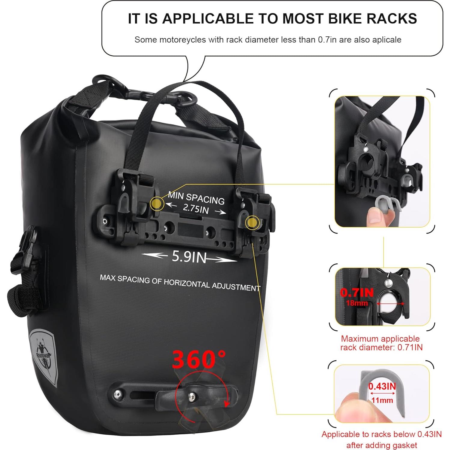 Bolsa de Alforja Impermeable Rhinowalk Y6202B 7L para Bicicleta