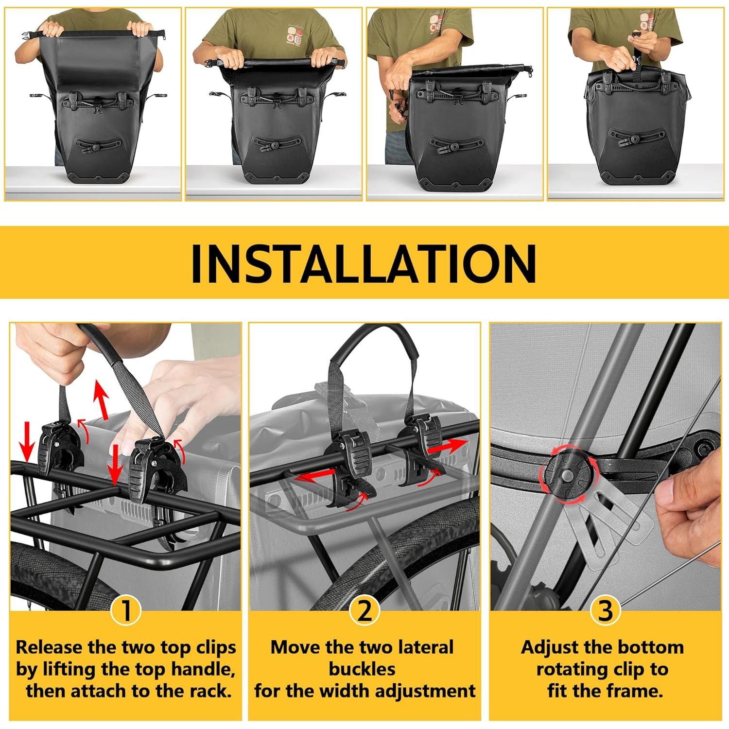 Alforjas de bicicleta Smasrob 30L impermeables con bolsillos