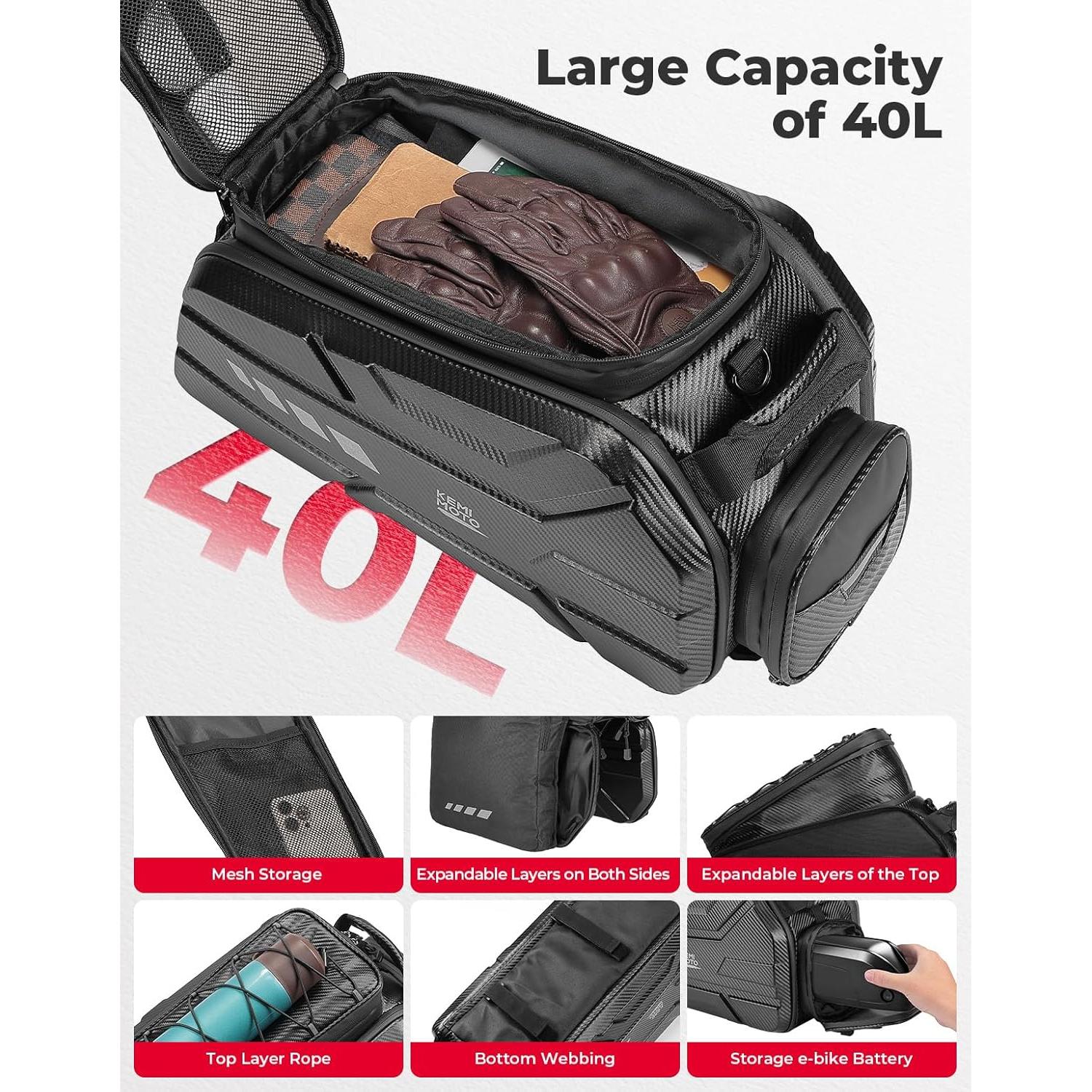 Bolsa de Bicicleta KEMIMOTO 40L con Cubierta Impermeable