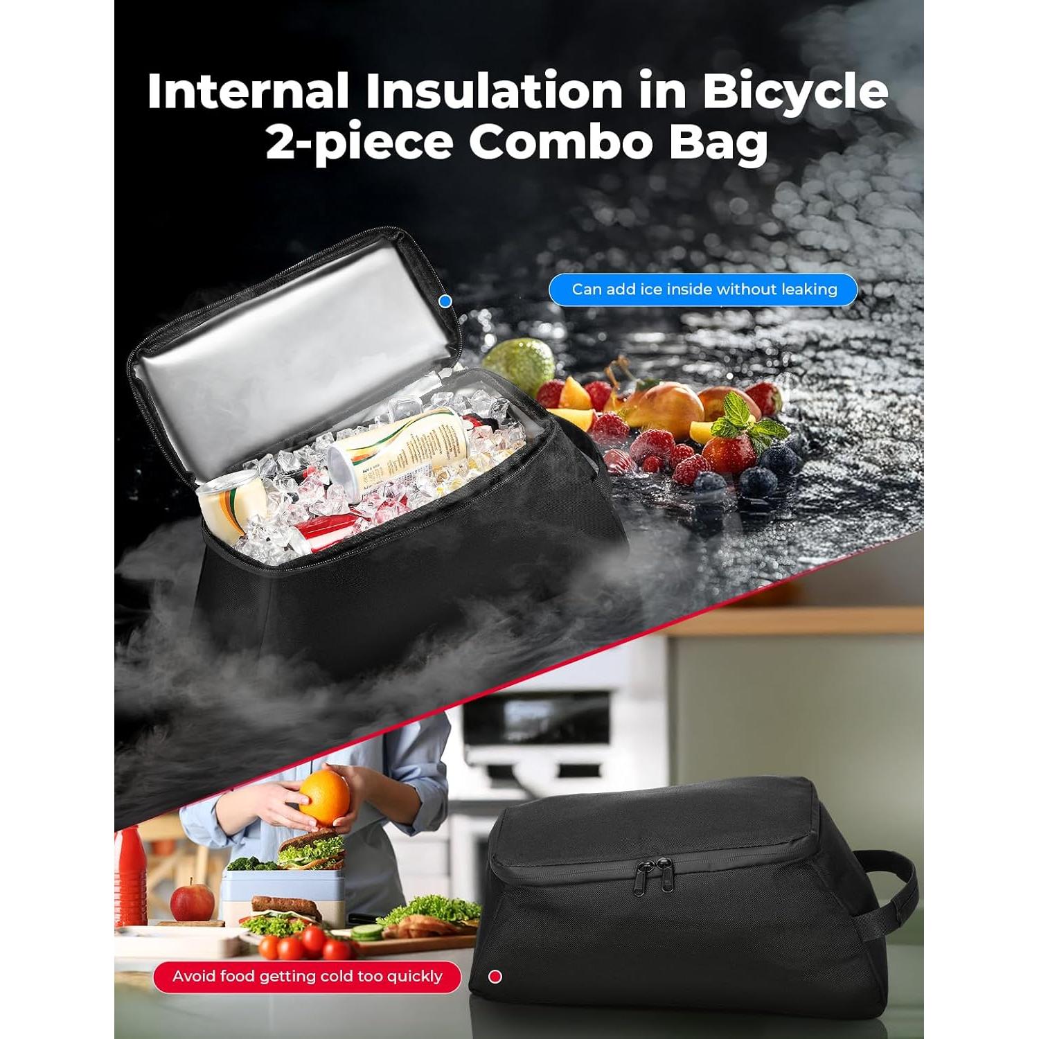 Bolsa de Bicicleta KEMIMOTO 8L con Bolsa Térmica 6L Resistente
