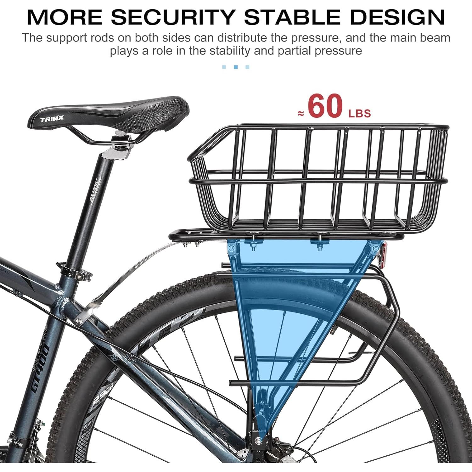 Soporte trasero para bicicleta CXWXC con cesta - 27 kg