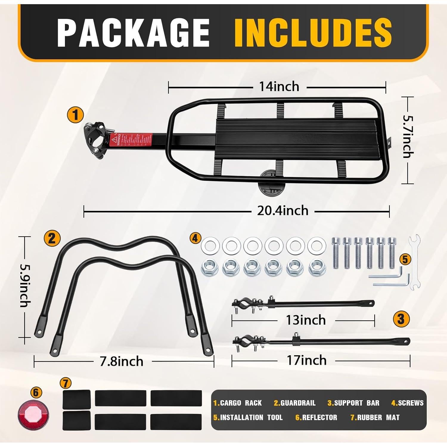 Portabicicletas Trasero GDHSWJ Ajustable 49.9 kg Reflector