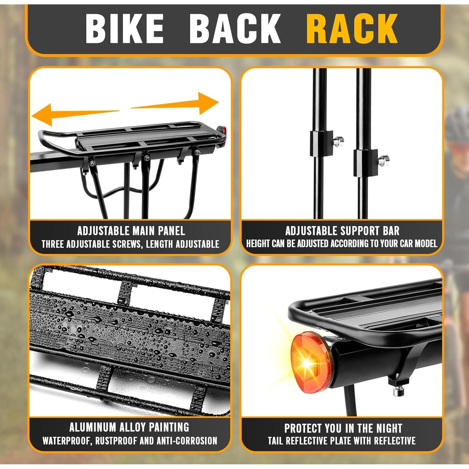 Portabicicletas Trasero GDHSWJ Ajustable 49.9 kg Reflector