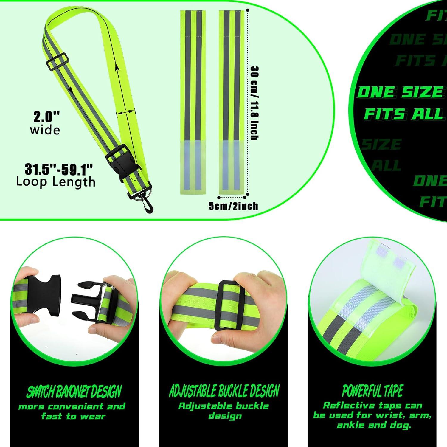 Cinturón Reflectante Saintrygo 6 Pcs Verde Fluorescente