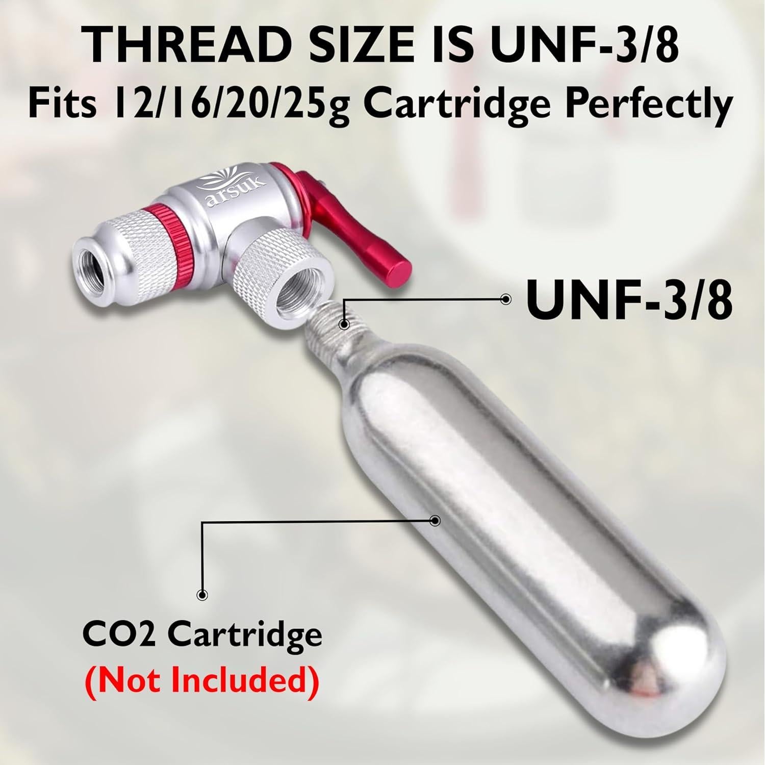 Inflador de Neumáticos CO2 ARSUK Mini para Bicicleta - Compatible con Presta y Schrader