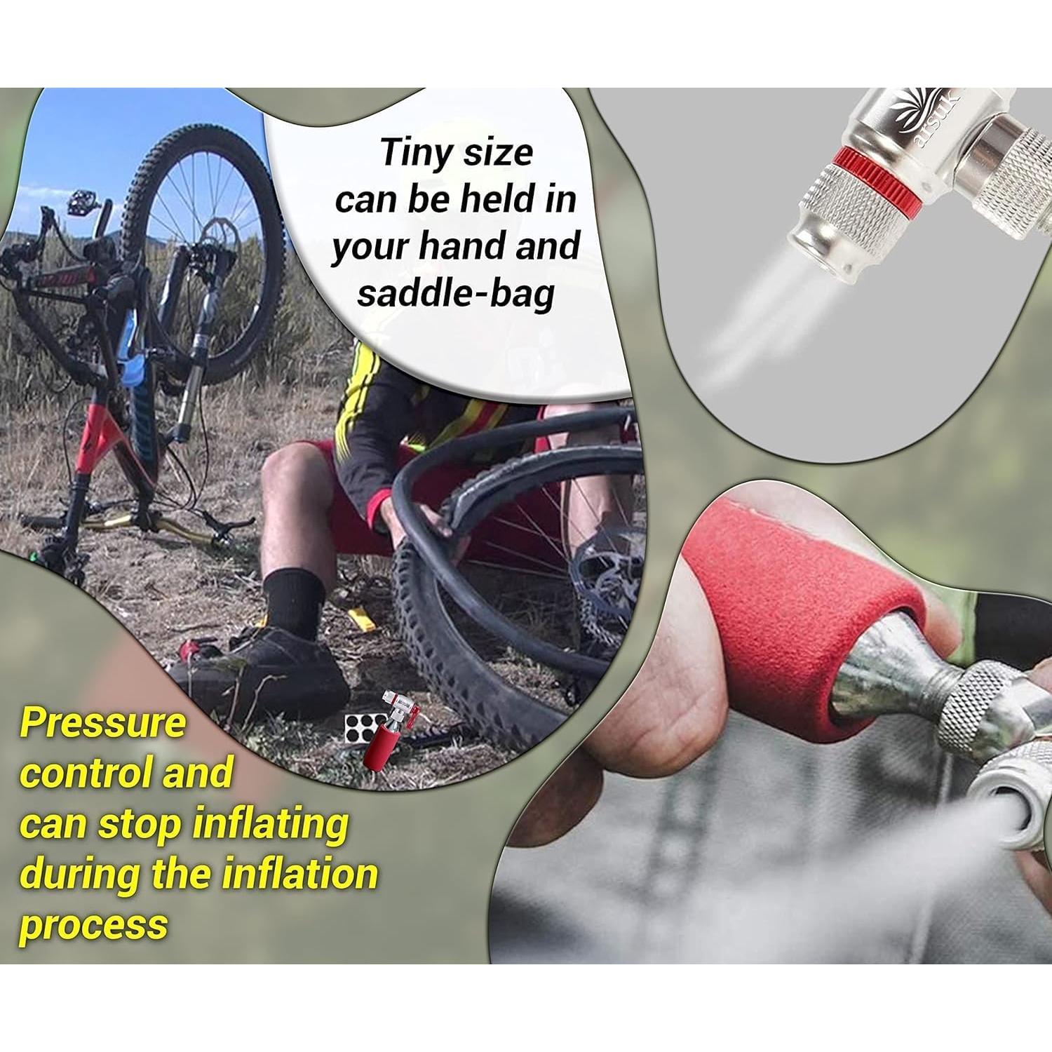 Inflador de Neumáticos CO2 ARSUK Mini para Bicicleta - Compatible con Presta y Schrader