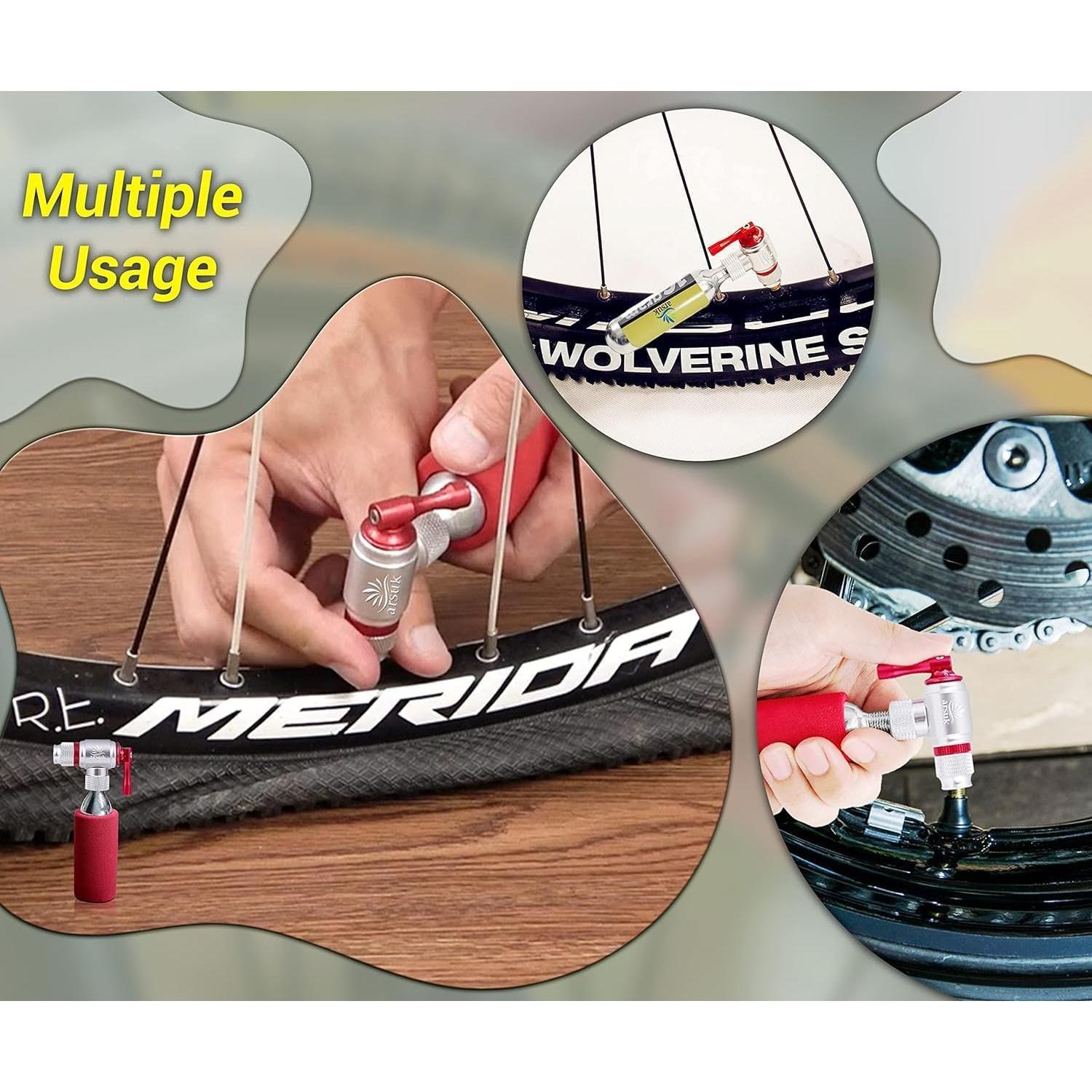 Inflador de Neumáticos CO2 ARSUK Mini para Bicicleta - Compatible con Presta y Schrader