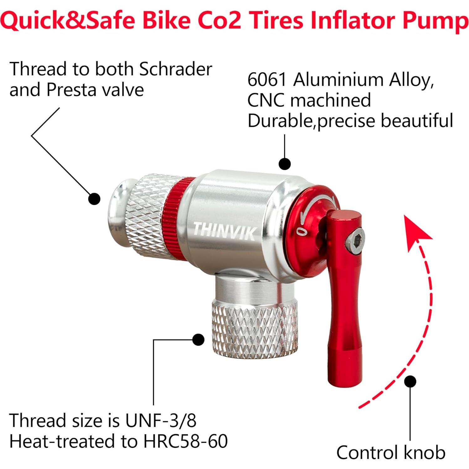 Kit Inflador CO2 Thinvik con 4 Cartuchos de 16g y Funda