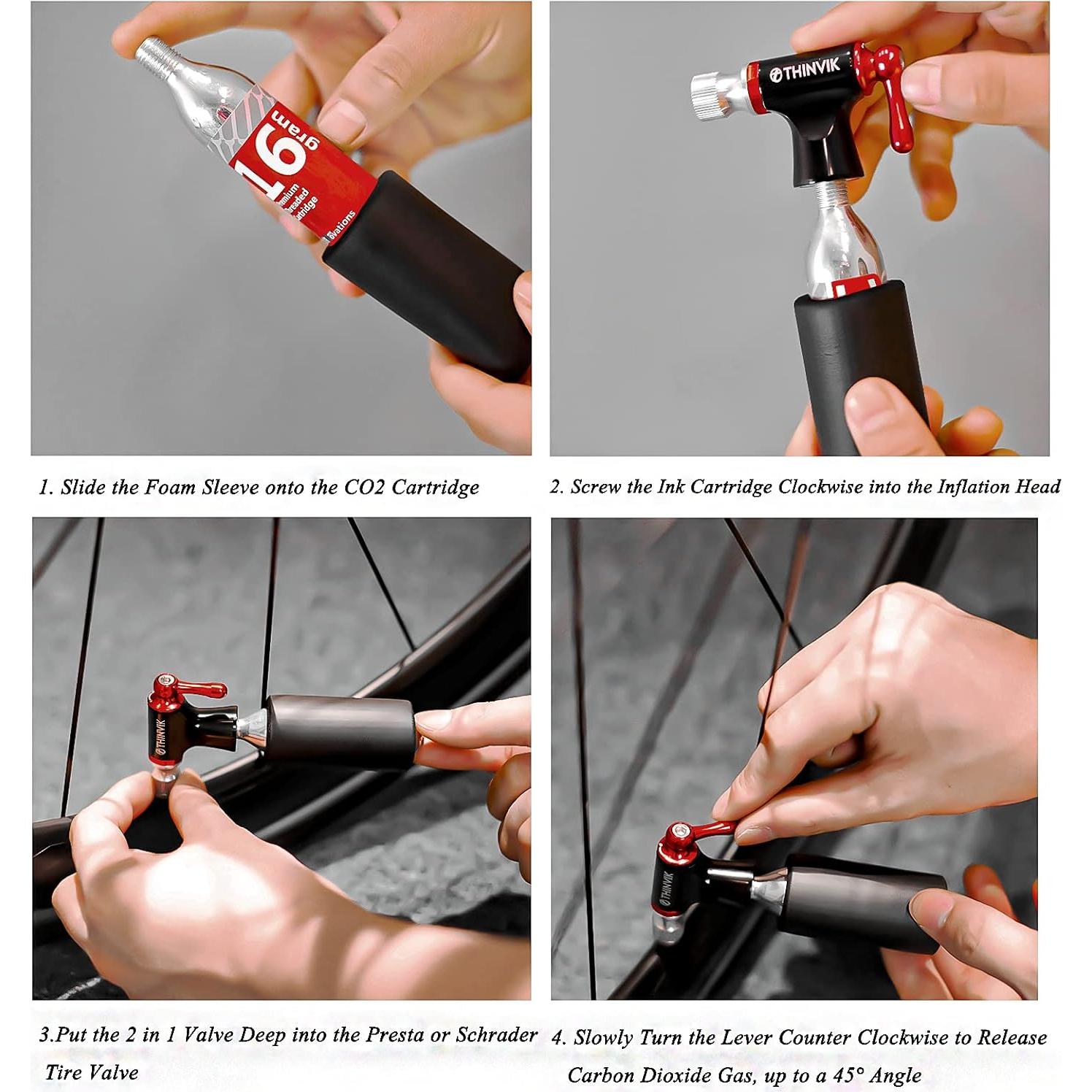 Kit Inflador CO2 Thinvik con 4 Cartuchos de 16g y Funda