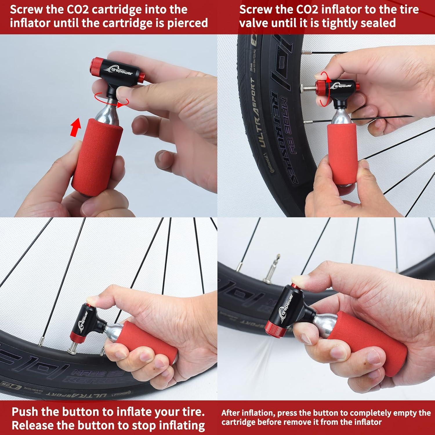 Inflador de Neumáticos de Bicicleta CO2 Ctrepower + 6 Cartuchos