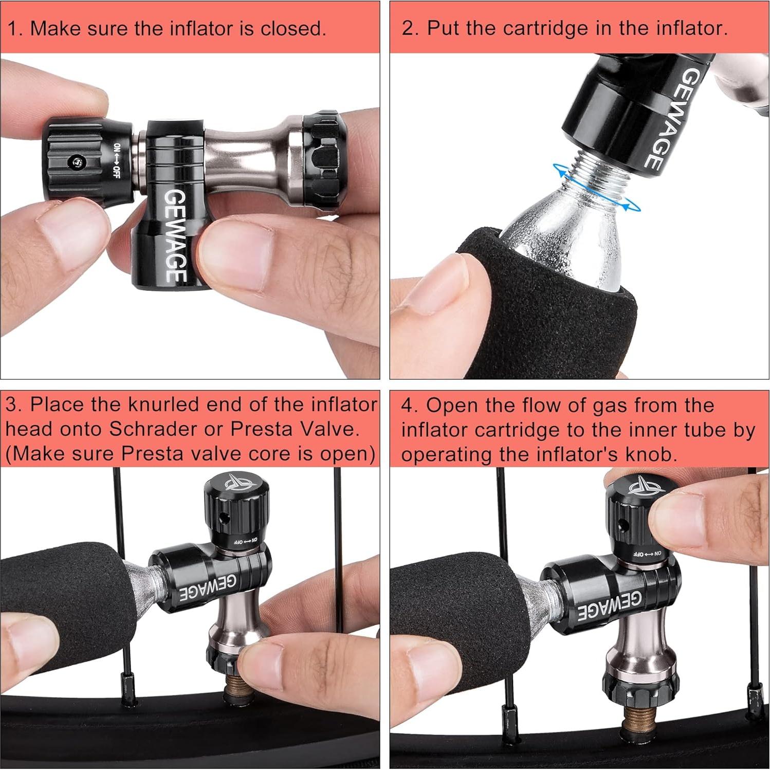 Inflador de CO2 GEWAGE CP-0046 con 4 cartuchos de 16g