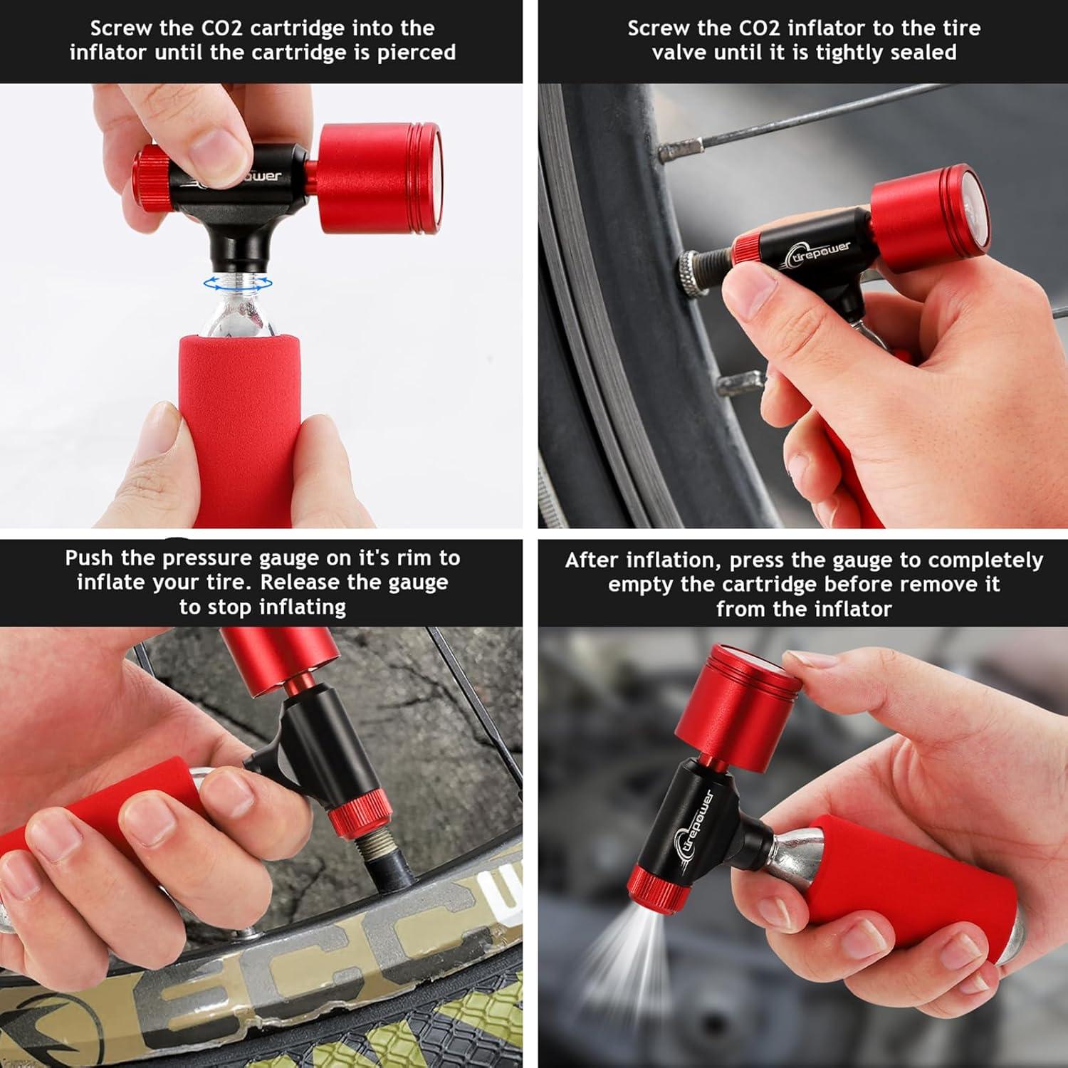 Inflador de Neumáticos CO2 Ctrepower con Manómetro 16g