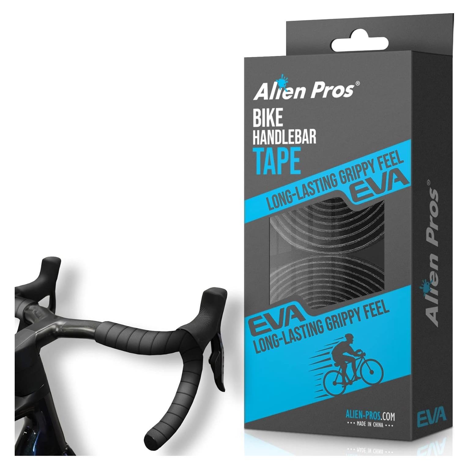 Cinta de Manillar de Bicicleta Alien Pros EVA - Juego de 2, Negra