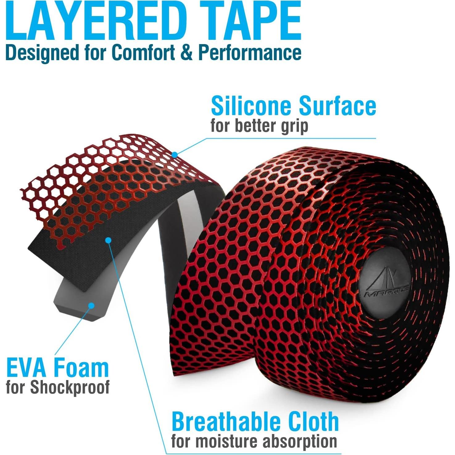 Cinta de Manillar MARQUE Hex Rojo 210cm Silicona y EVA