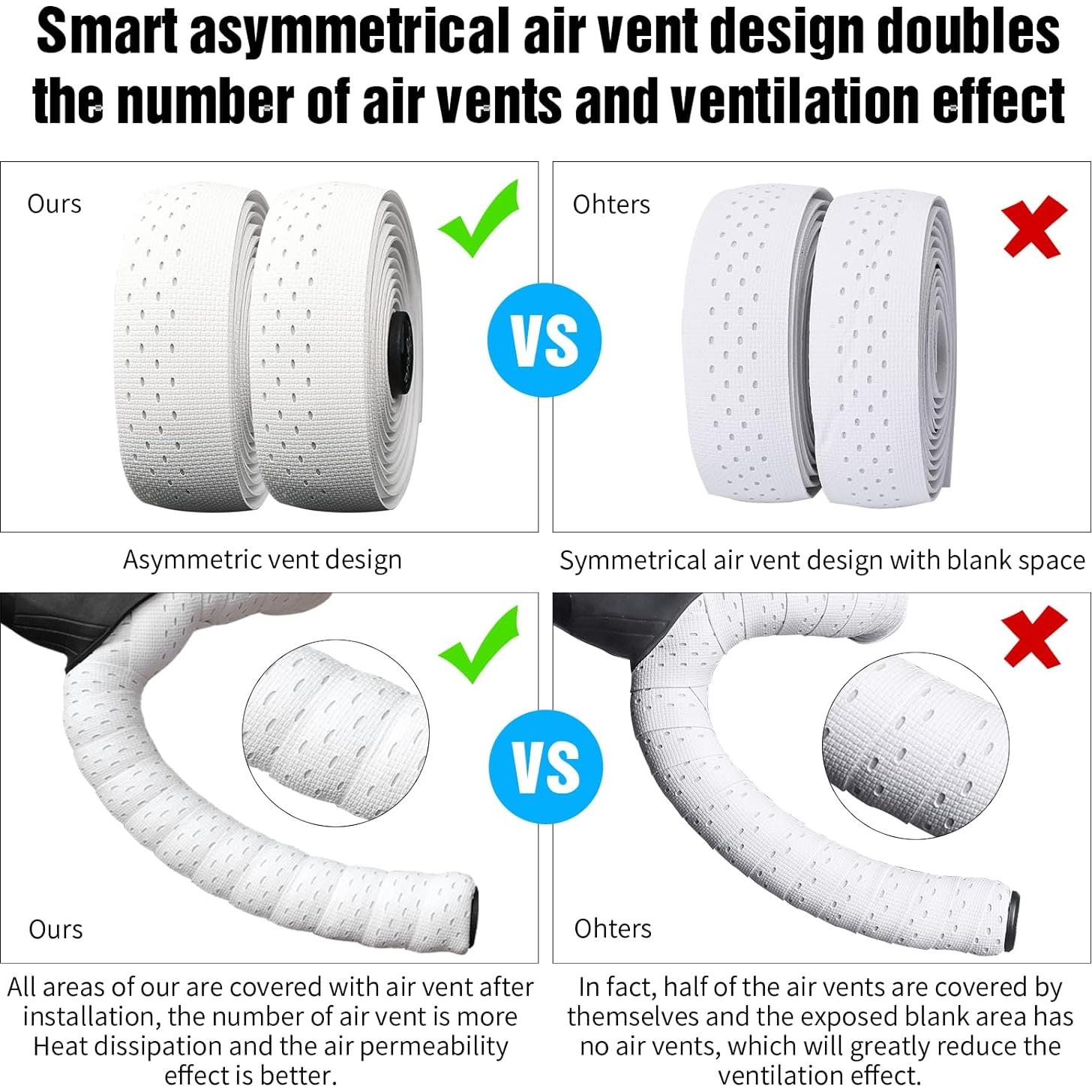 Cinta de Manillar de Bicicleta EVA SHANGWU Antideslizante Blanca - Juego de 2