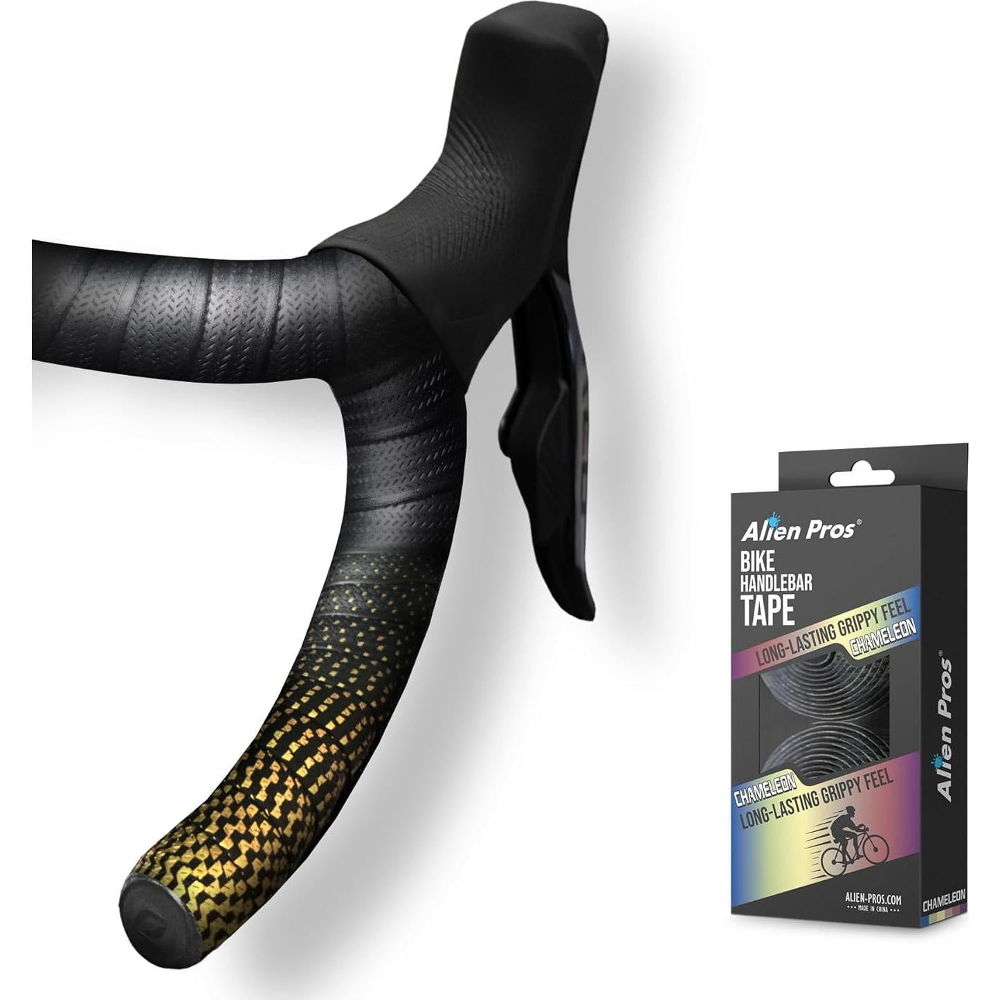 Cinta de Manillar de Bicicleta Alien Pros Chameleon Dorado - Juego de 2