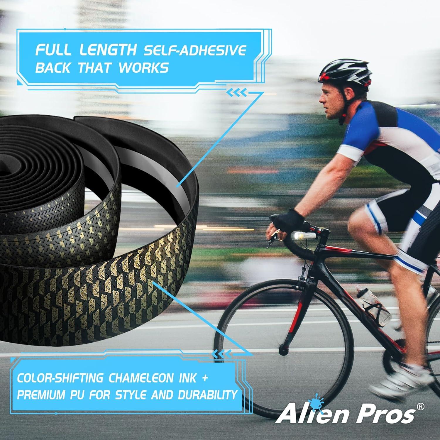 Cinta de Manillar de Bicicleta Alien Pros Chameleon Dorado - Juego de 2