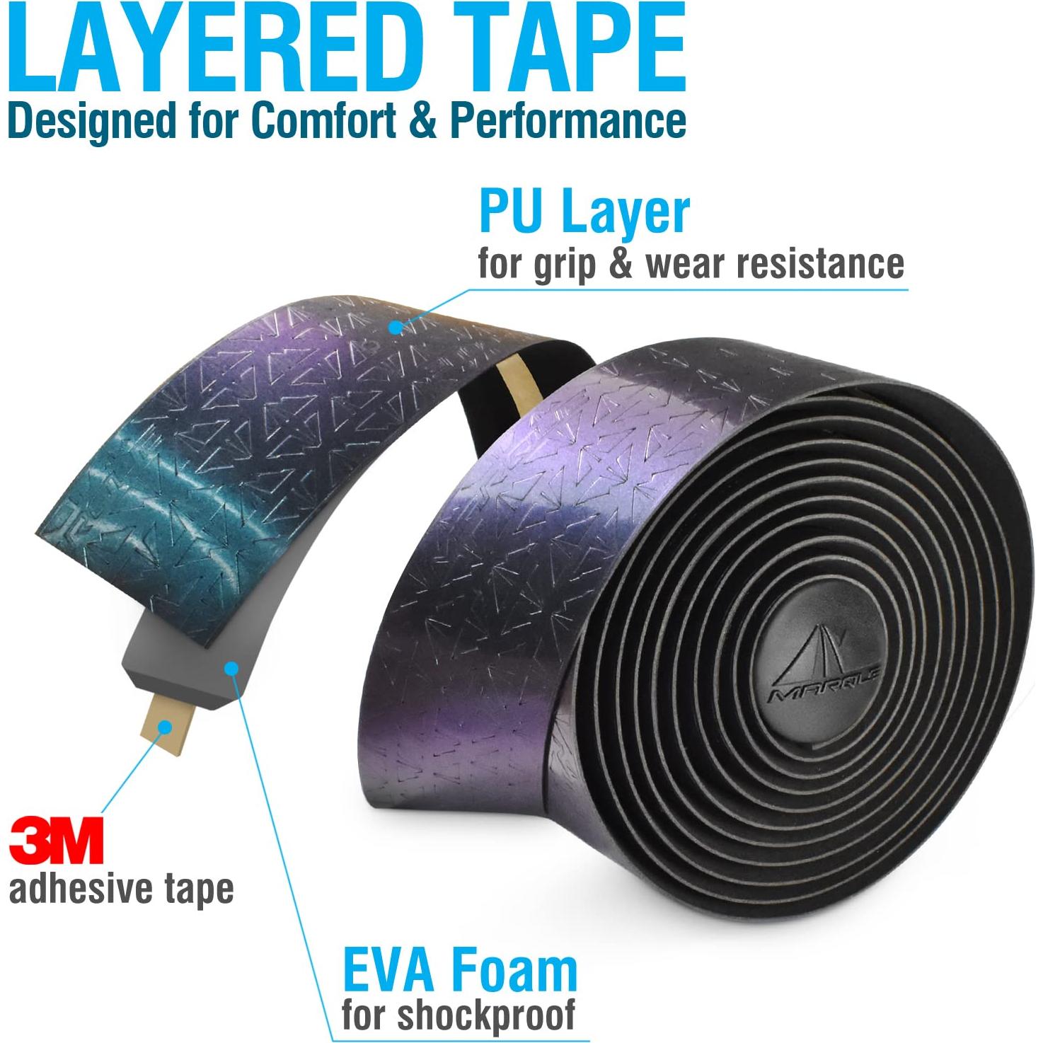 Cinta de Manillar Pro Bike MARQUE - 210cm, Acolchada y Adhesiva