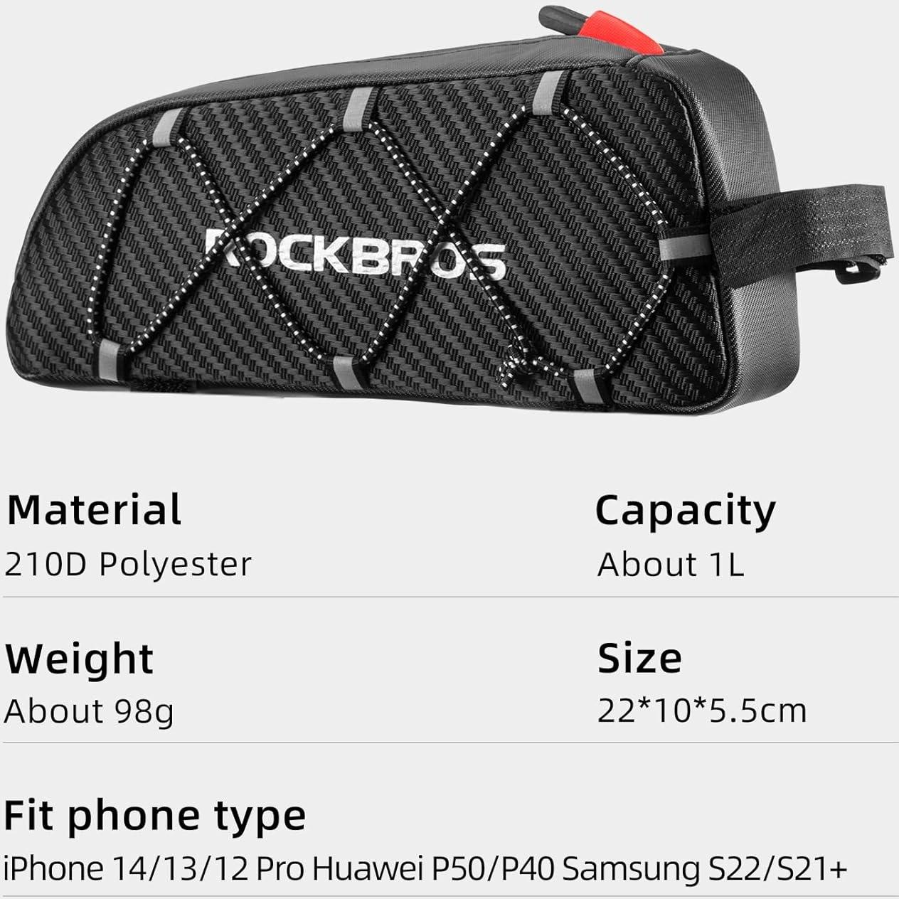 Bolsa de Tubo Superior ROCKBROS para Bicicleta 1L Impermeable