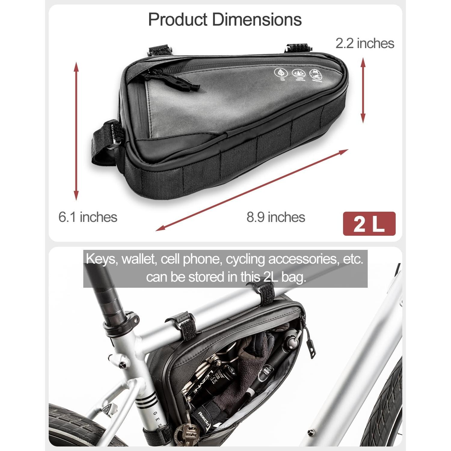 Bolsa Triangular para Marco de Bicicleta Danuosie 2L Impermeable