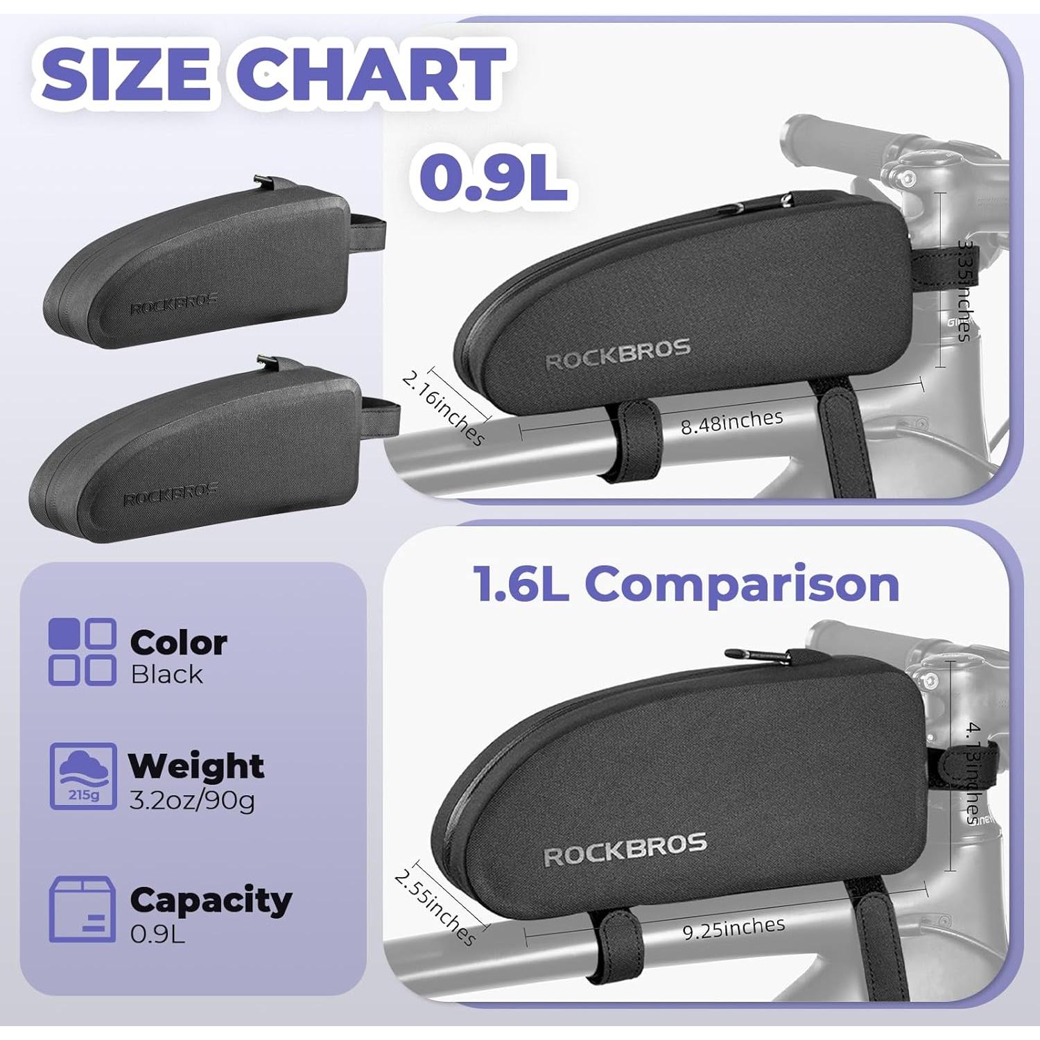 Bolsa de marco ROCKBROS impermeable 0.9L para bicicleta