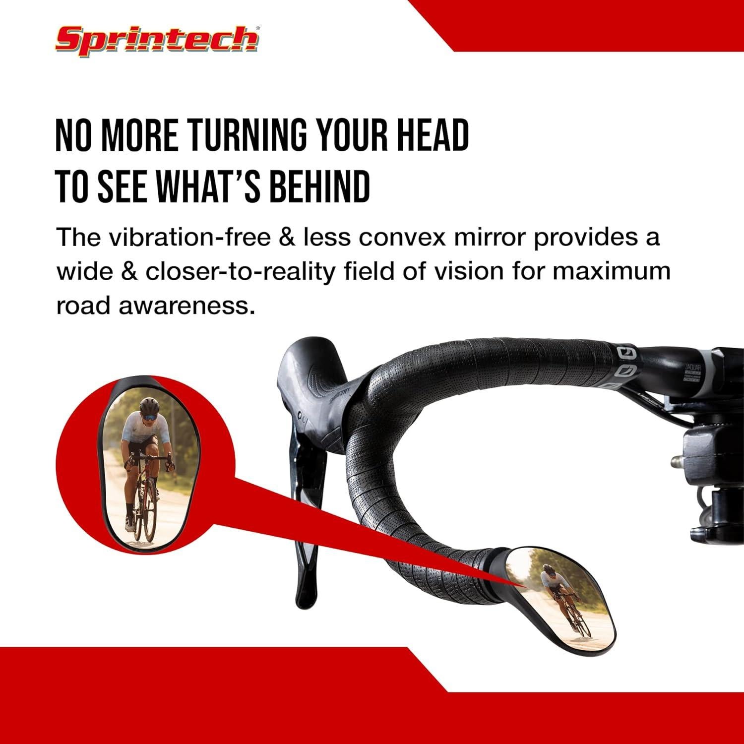 Espejo Convexo para Bicicleta Sprintech XL Negro - Montaje en Manillar