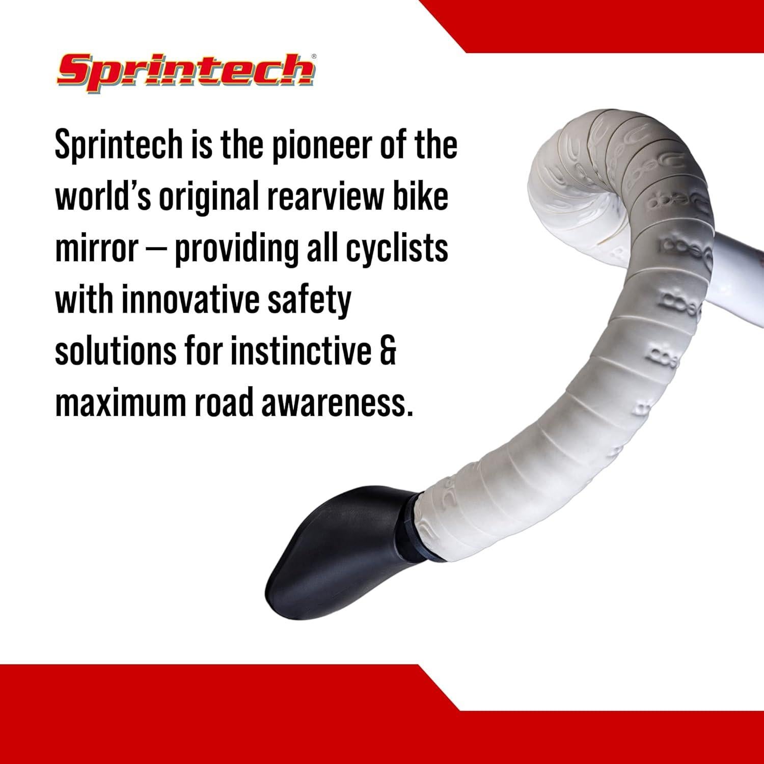 Espejo Convexo para Bicicleta Sprintech XL Negro - Montaje en Manillar