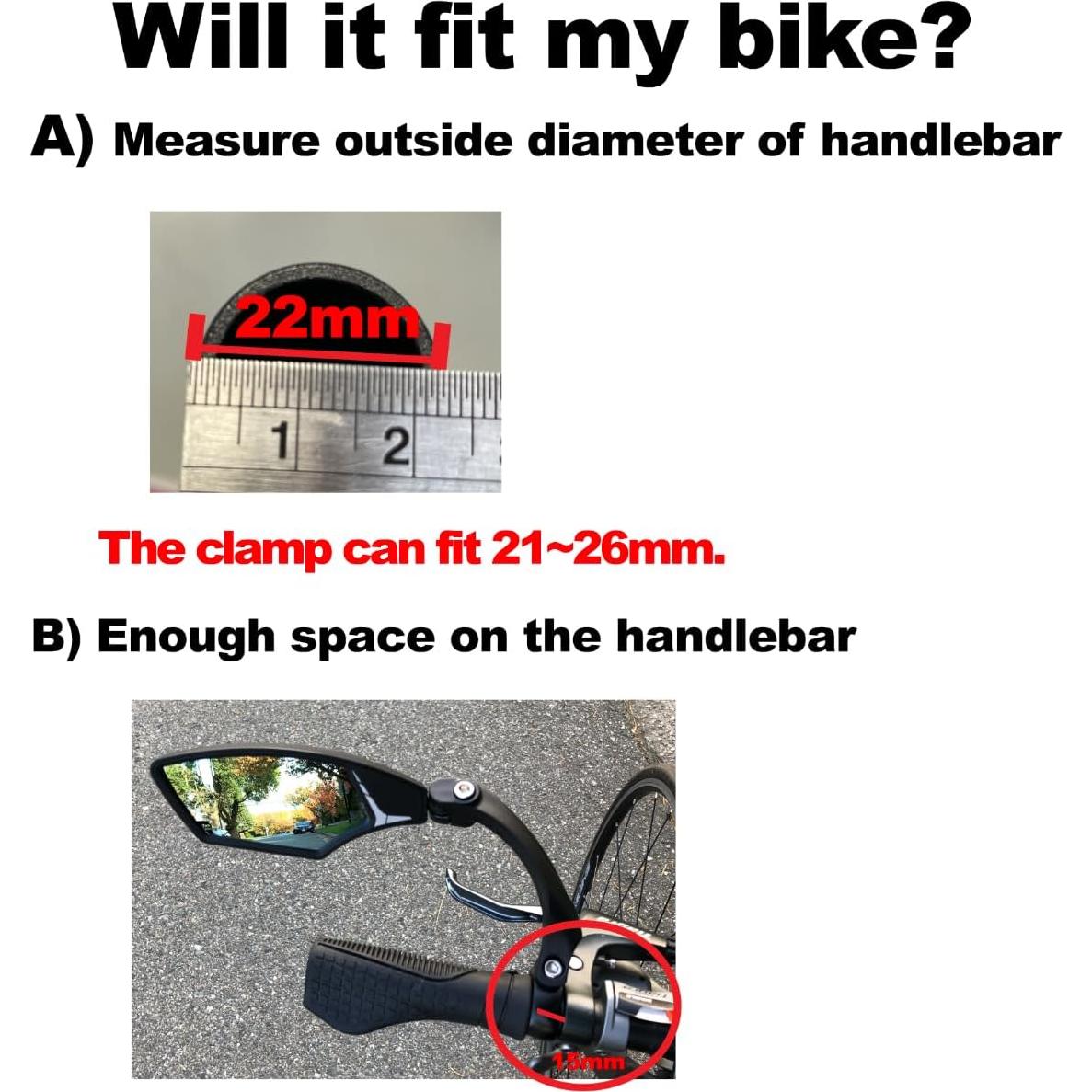 Espejo de Manillar Hafny HF-MR095 - Vidrio HD Ajustable 360°