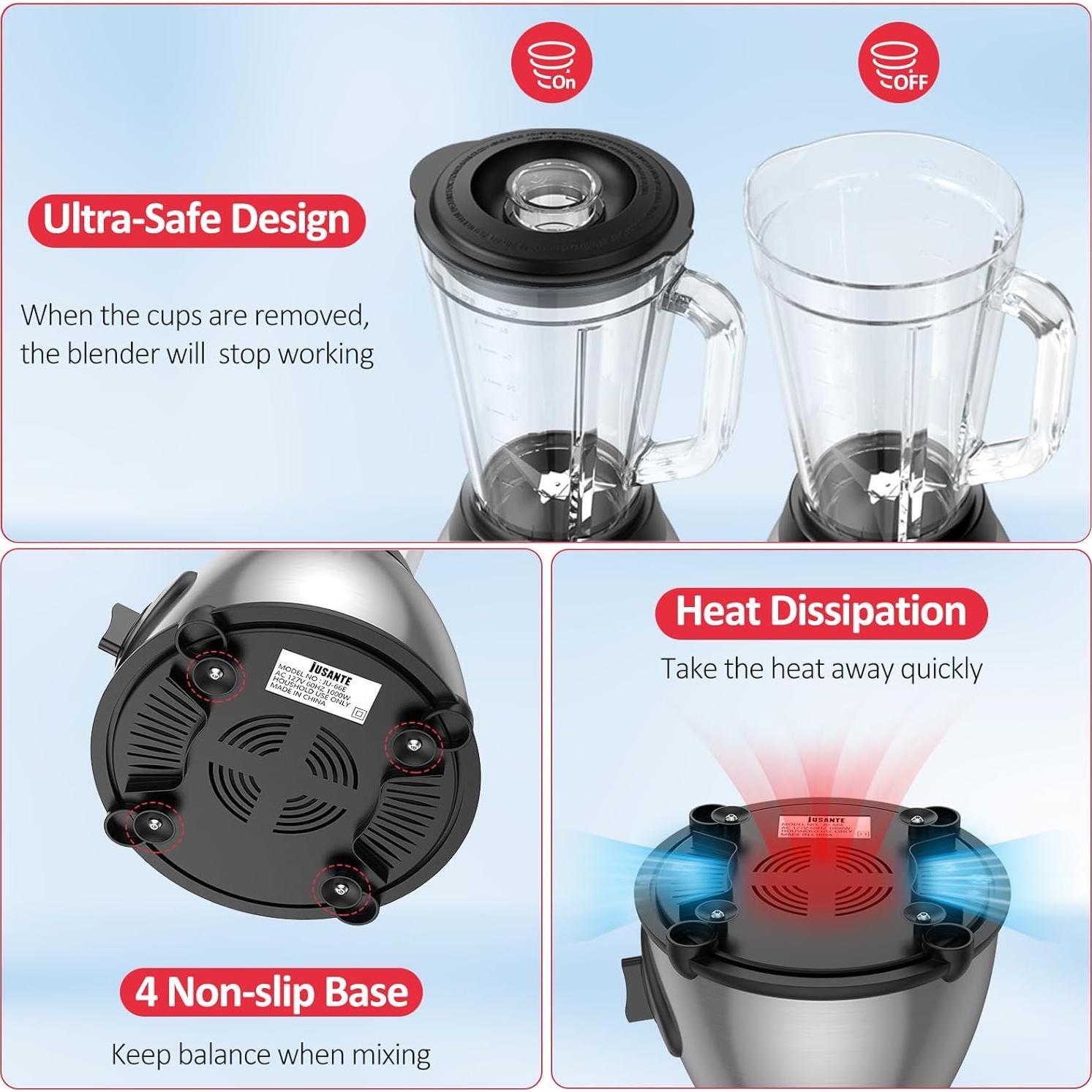 Licuadora JUSANTE Y66E 1000W 1.42L 5 velocidades