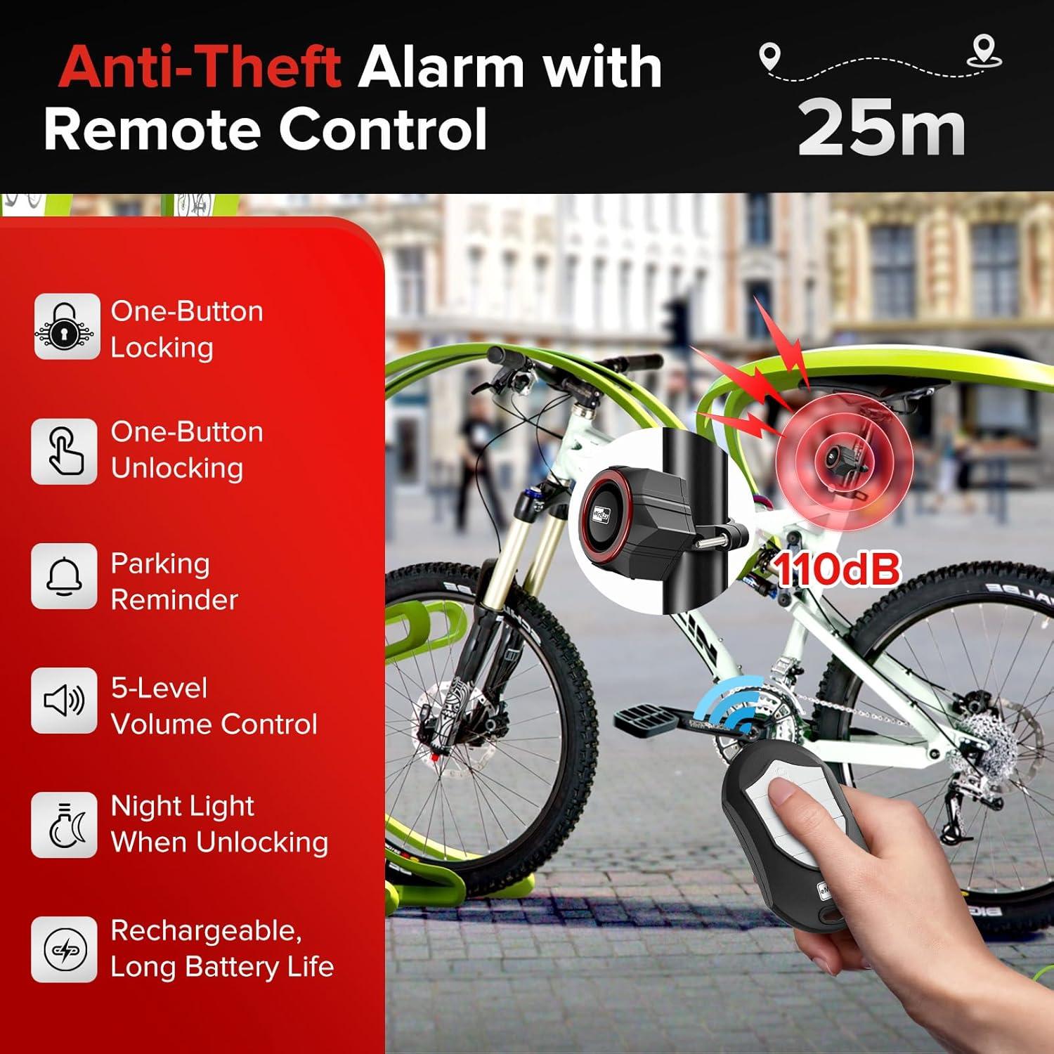 Alarma Inalámbrica para Bicicleta eMjollRay 110dB IP65